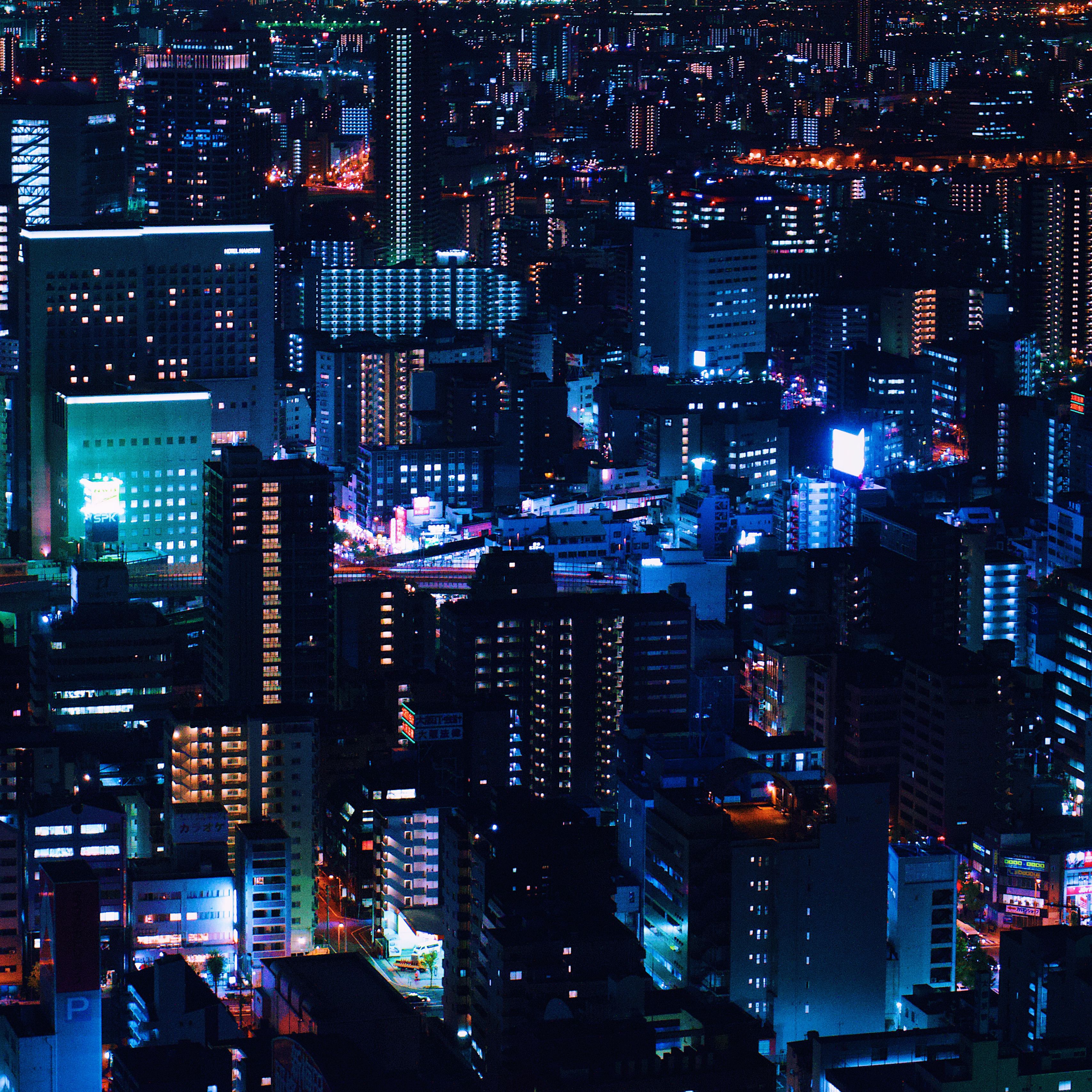Download wallpaper 3415x3415 night city