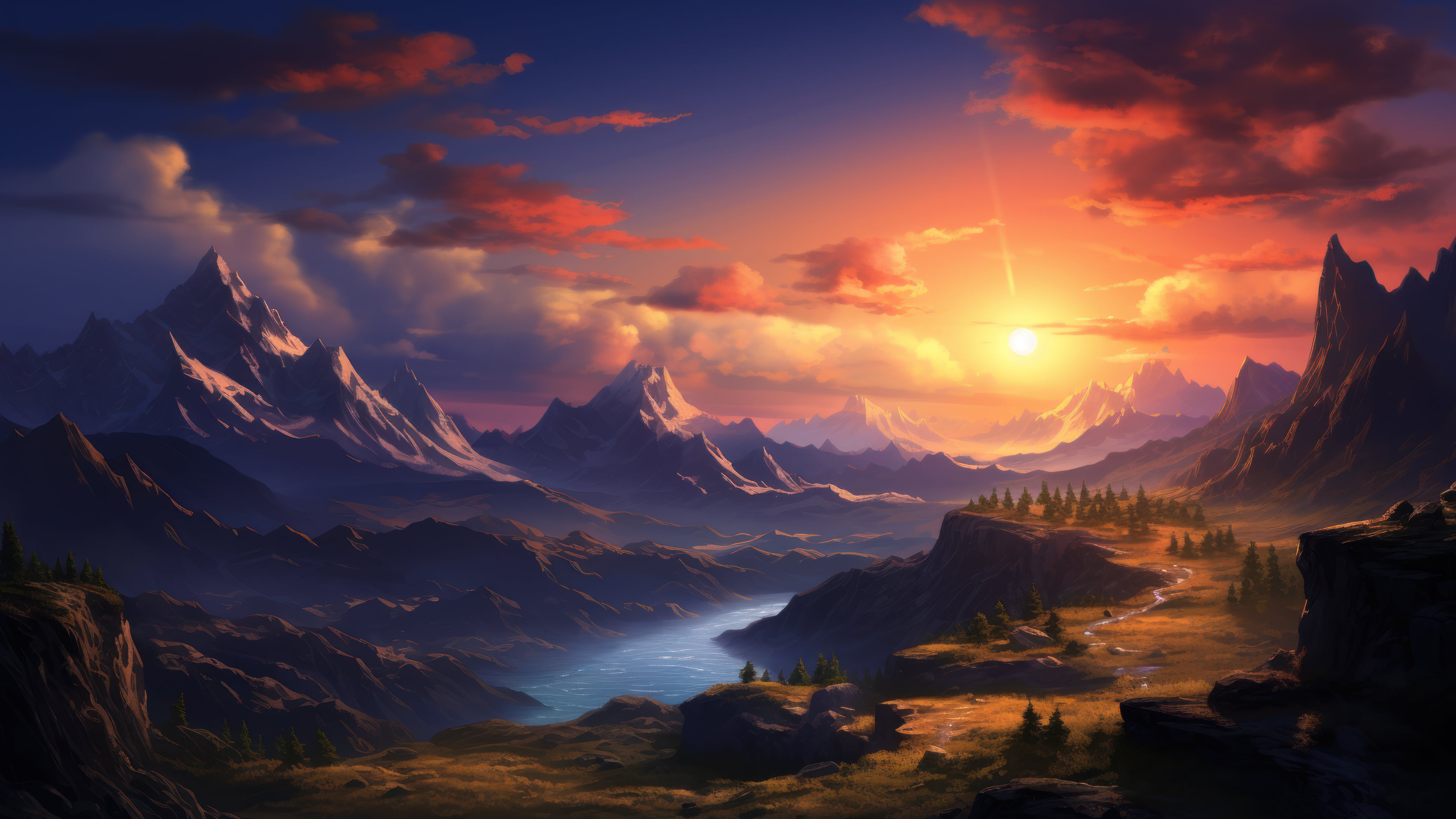 Sunset Mountains 4K