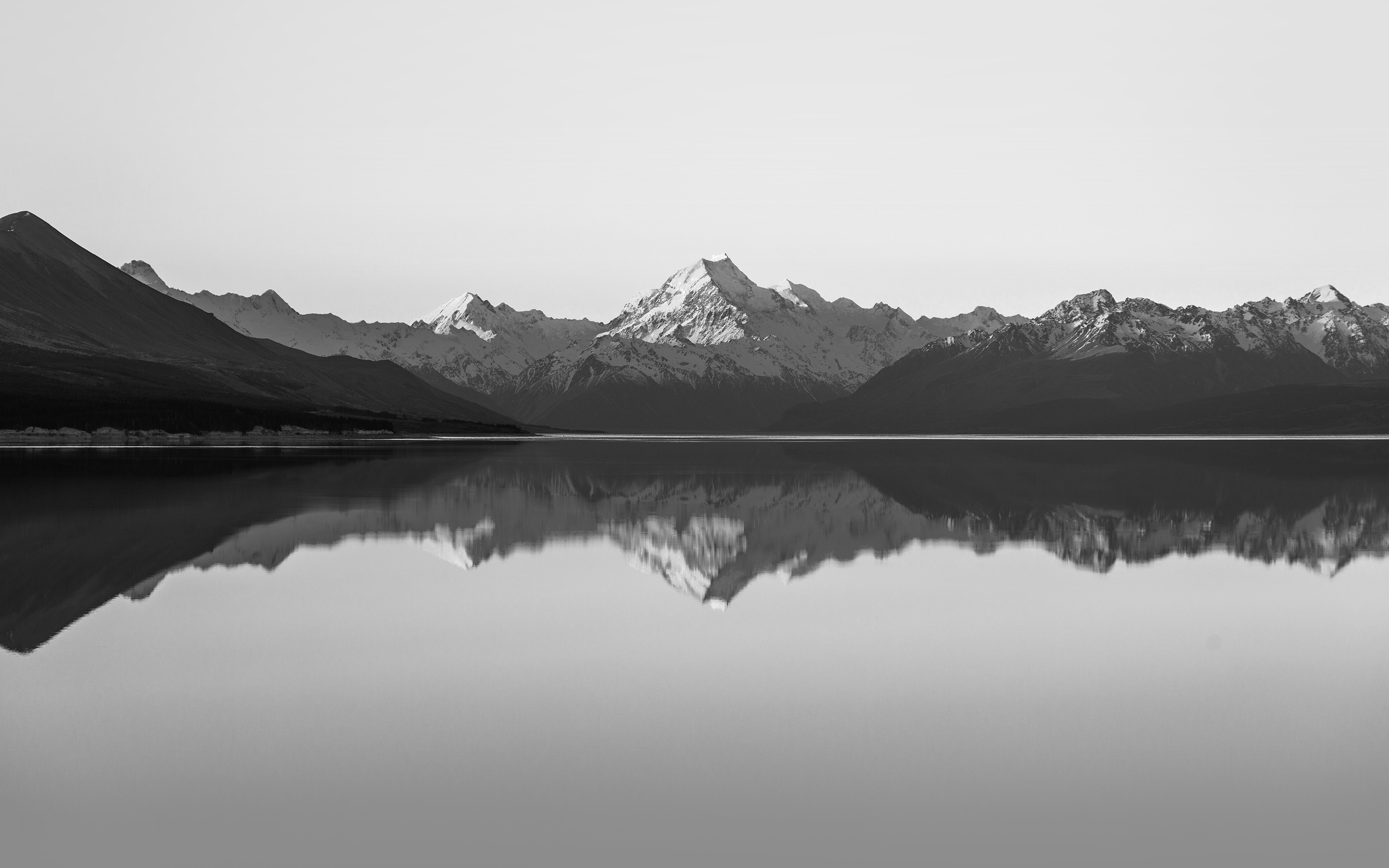 Mountain Lake Beautiful Nature Bw Sky