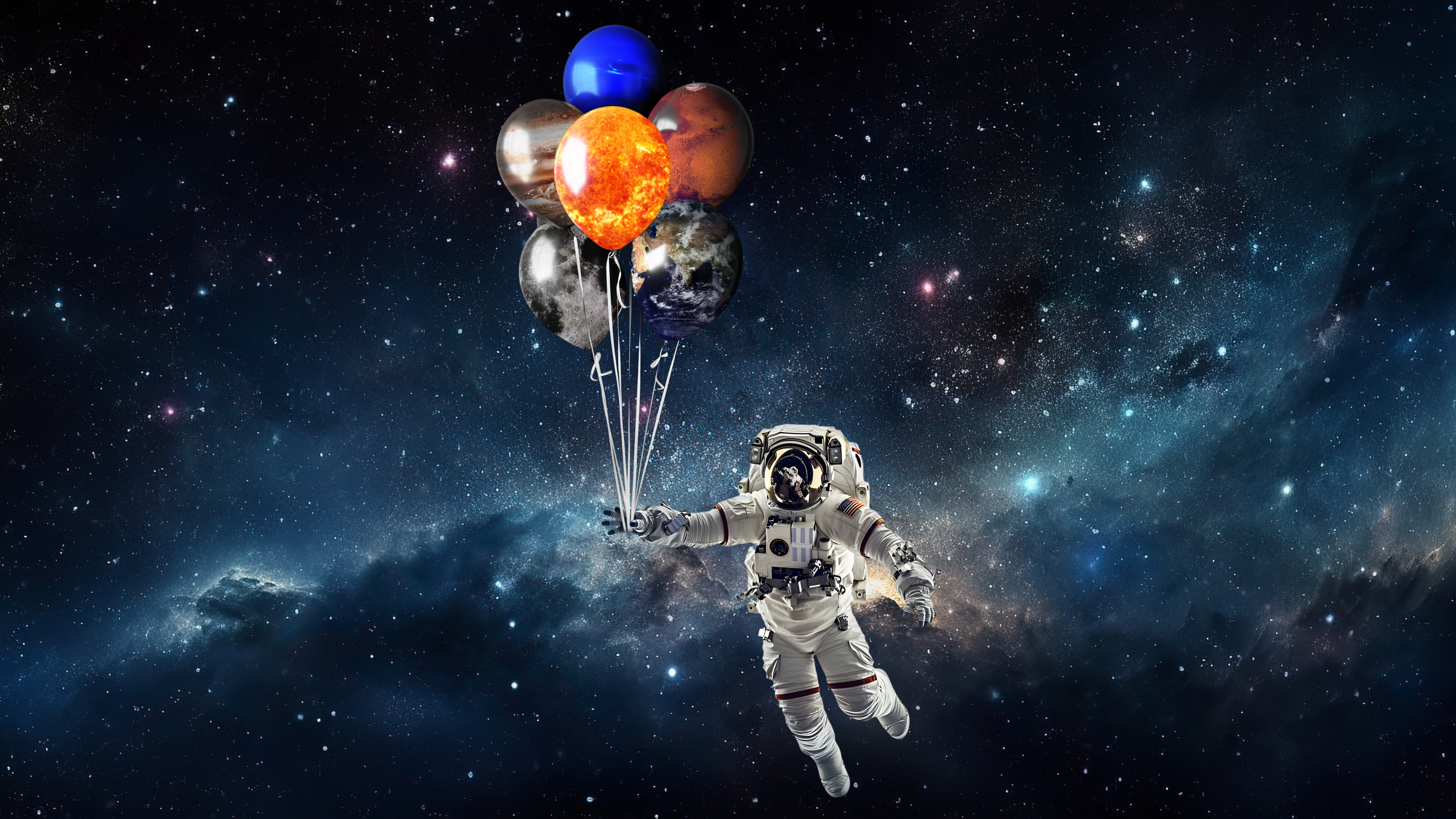 Flying With The Planets 4K Wallpaper