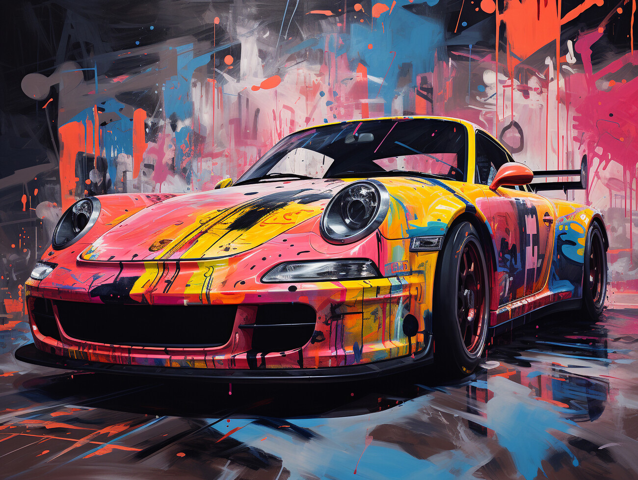 Porsche GT911 car Graffiti Style Wall