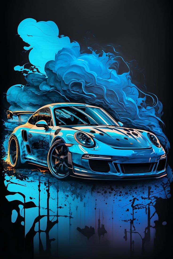 Porsche Model Car funny art in Poster