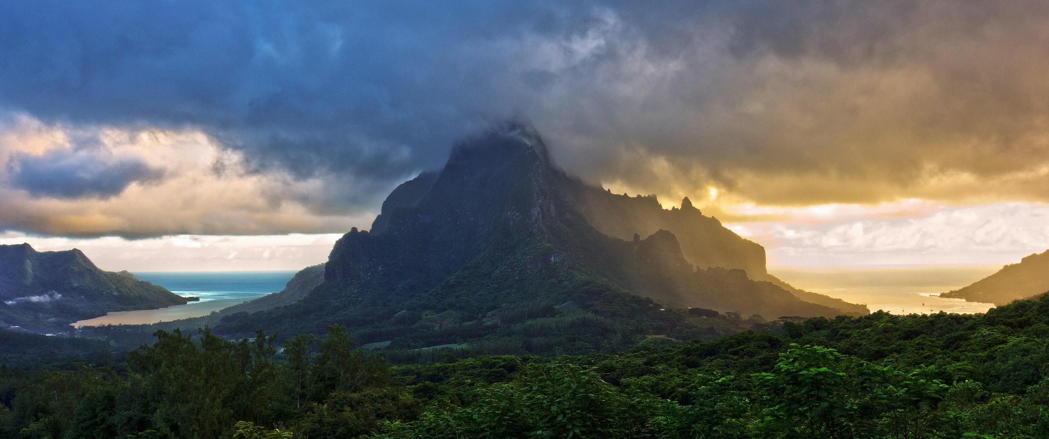 landscape, mountains, sky, clouds