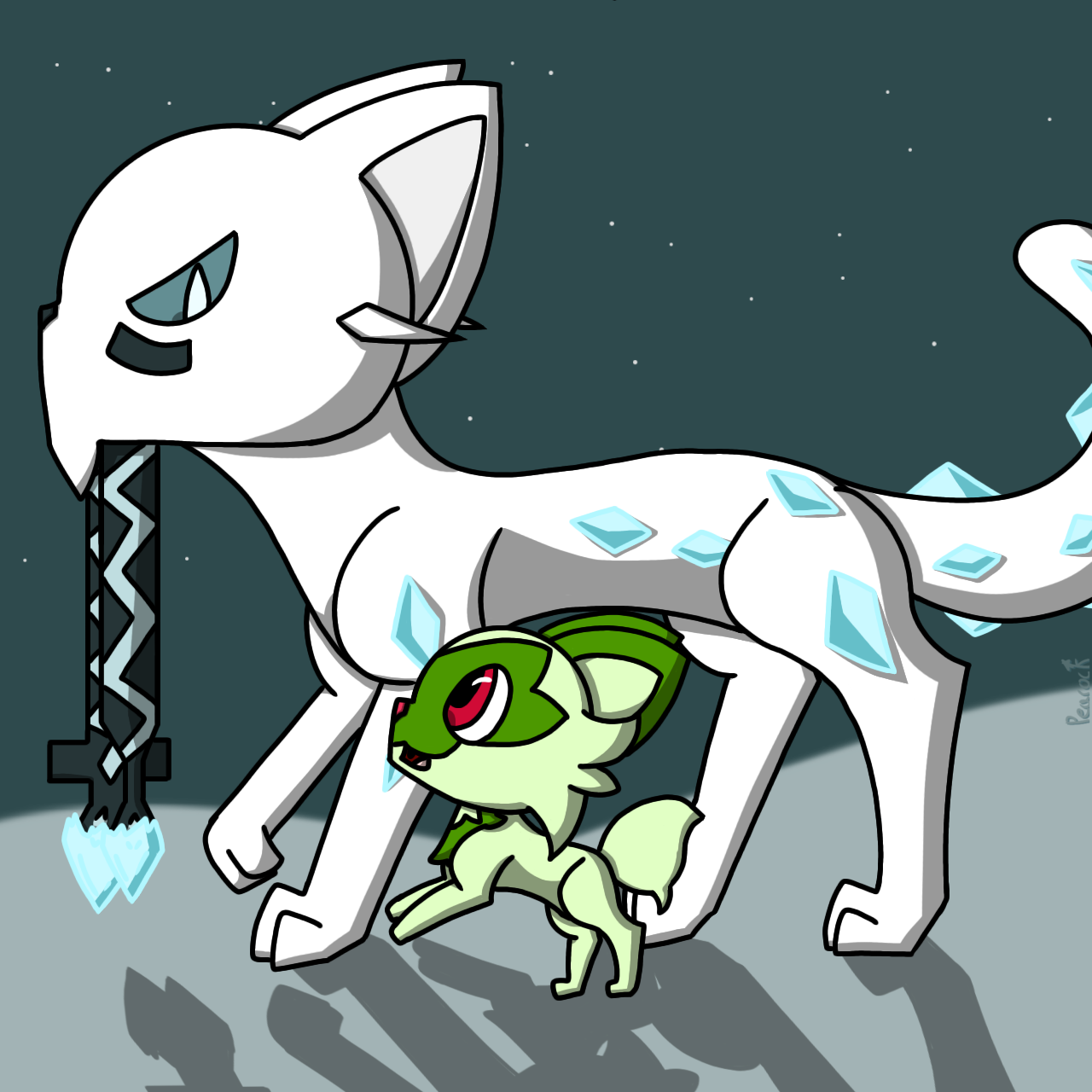 Grass kitten & ice leopard. Pokémon