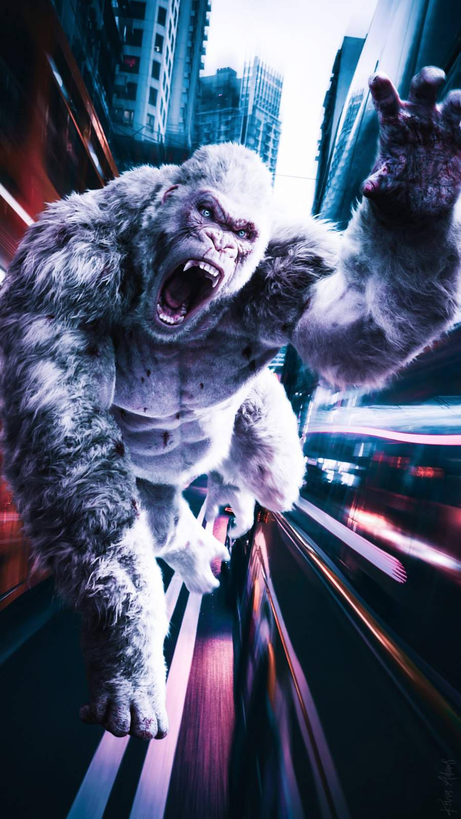 Jumping White Gorilla iPhone Wallpaper