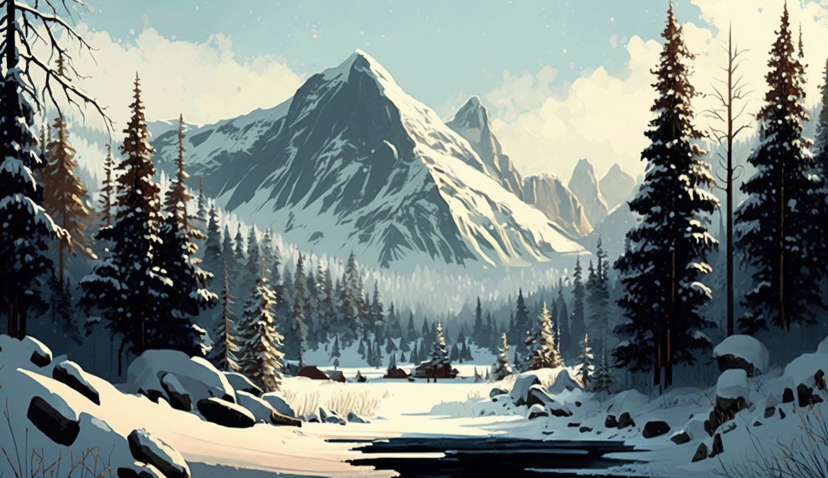 Snowy Mountains Desktop Background