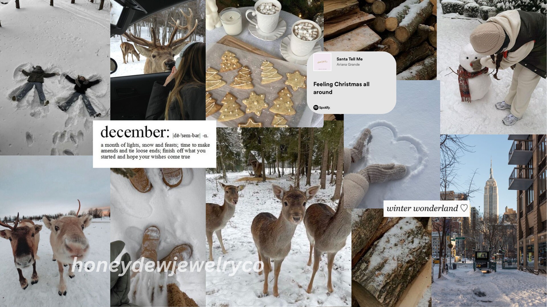 White Winter Aesthetic Collage Laptop Wallpaper