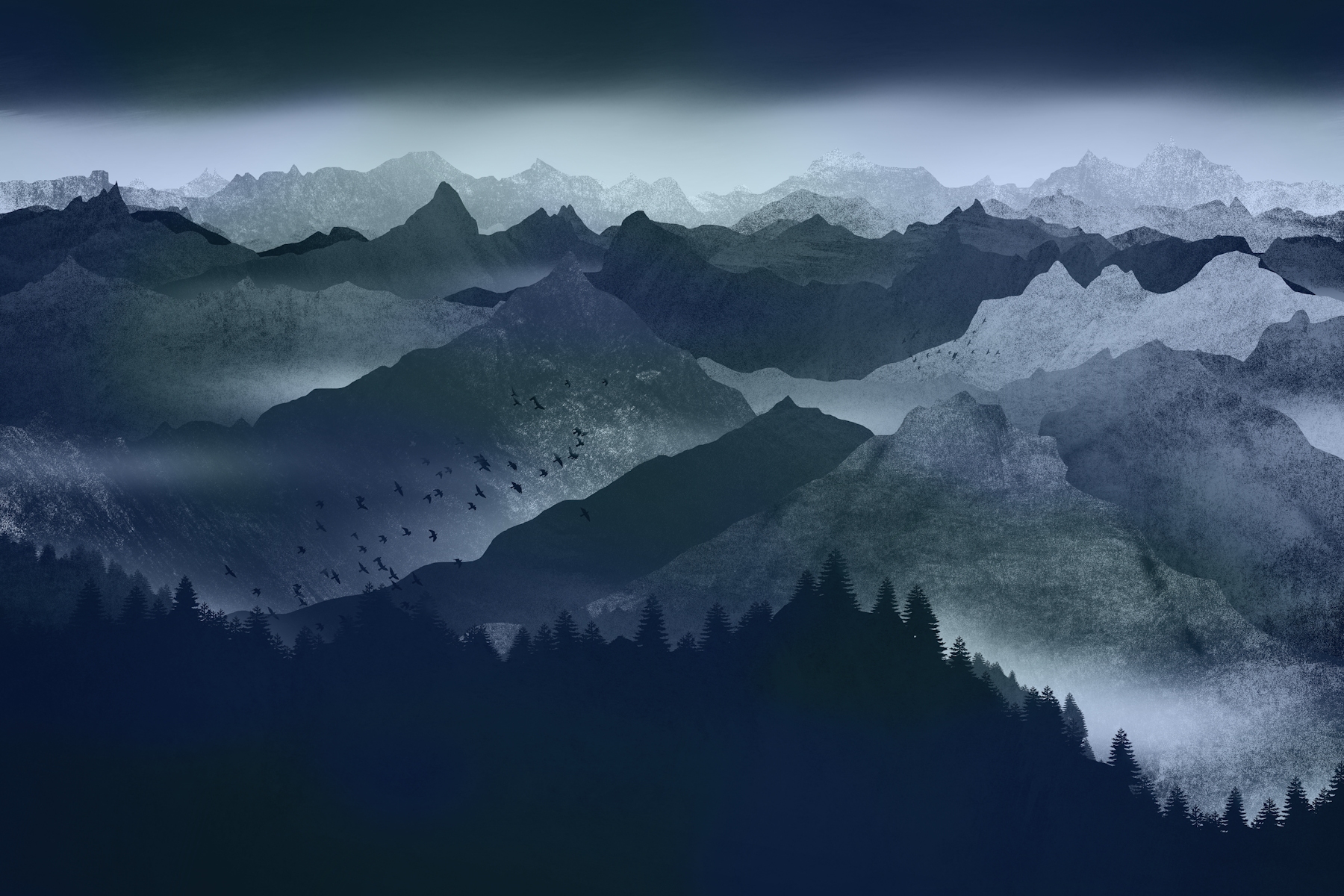 The Blue Dark Mountains Wallpaper