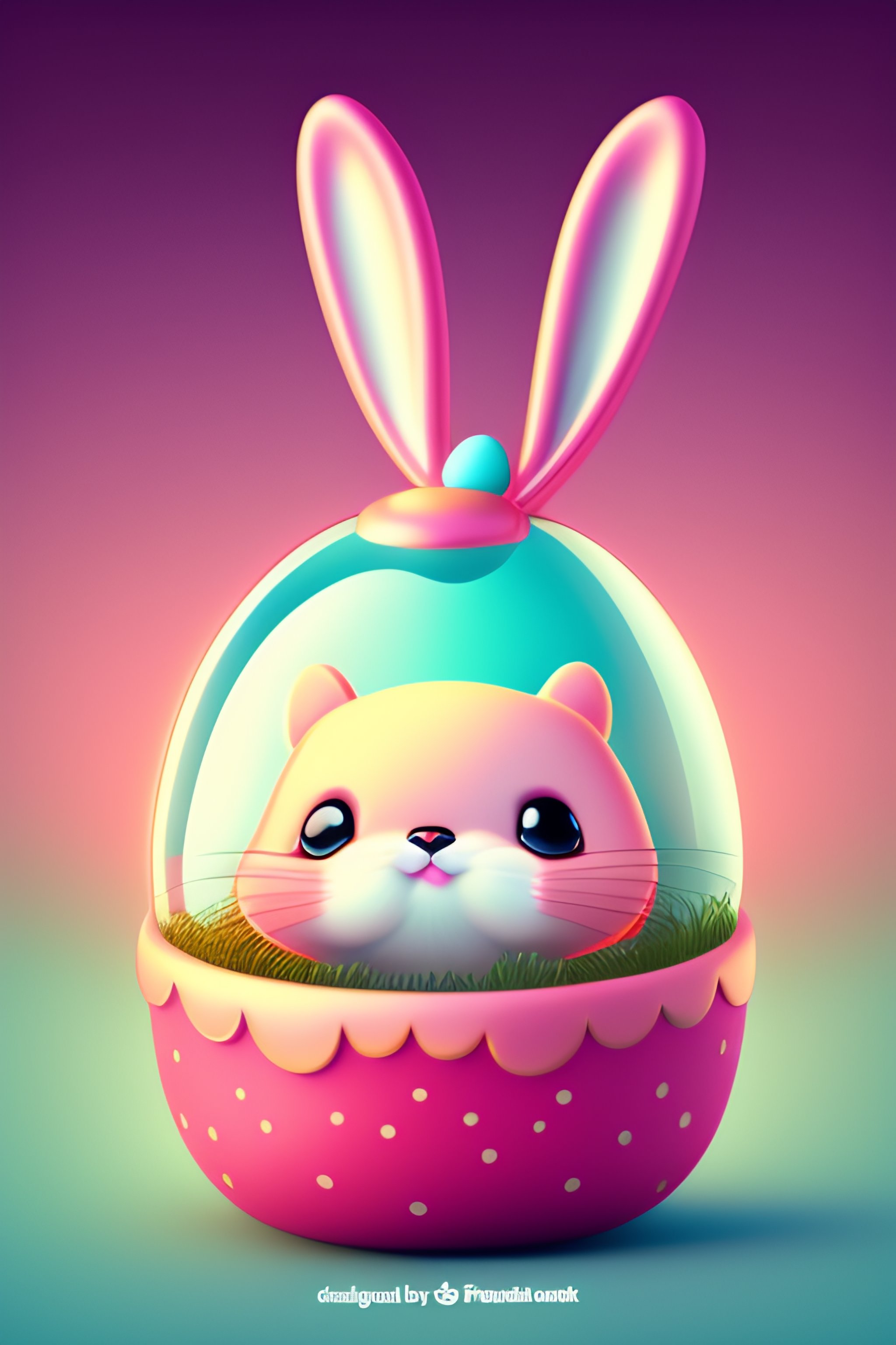 Cute chibbi easter bunny illustration