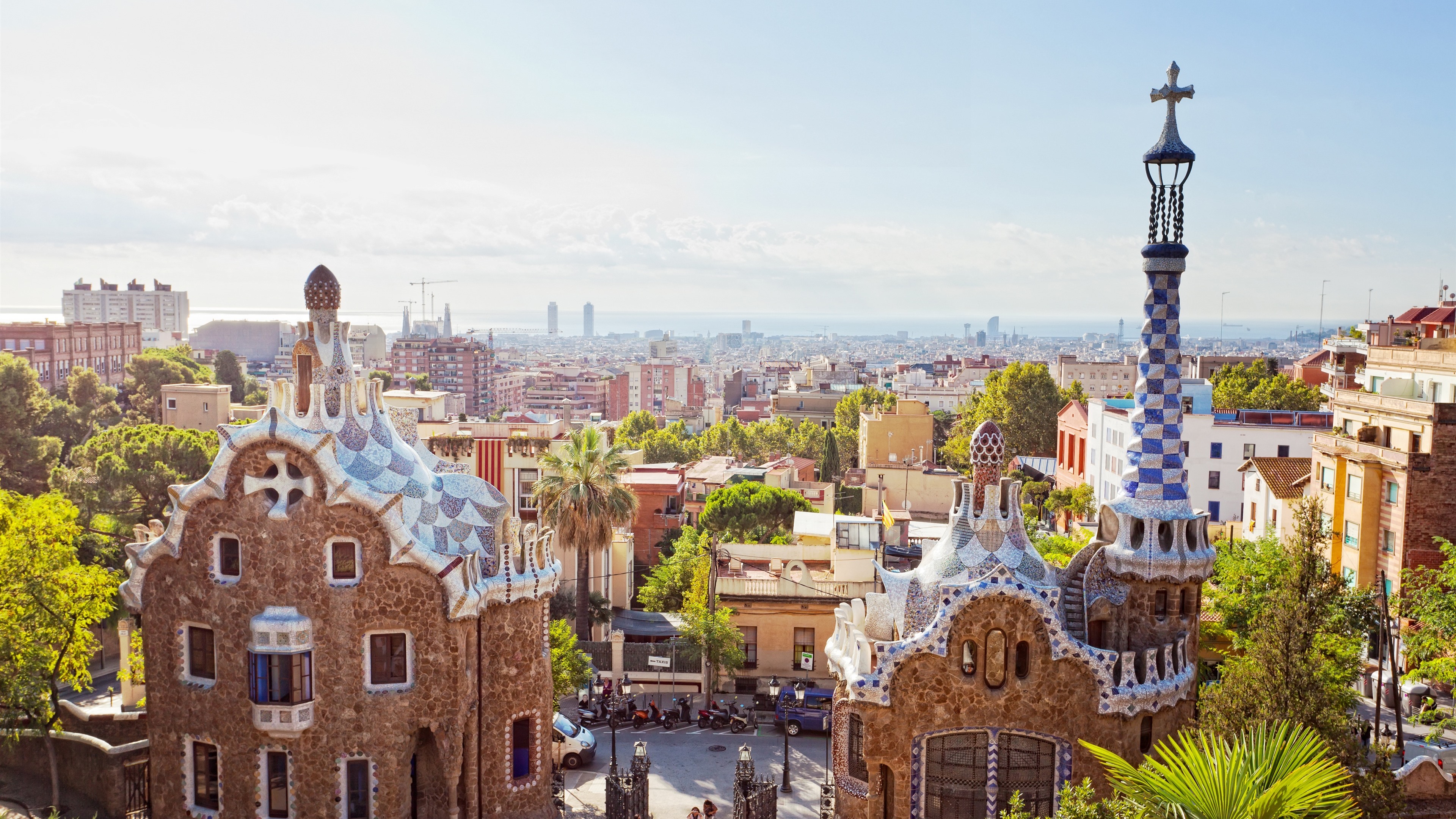 Wallpaper Spain, Barcelona, city, sun