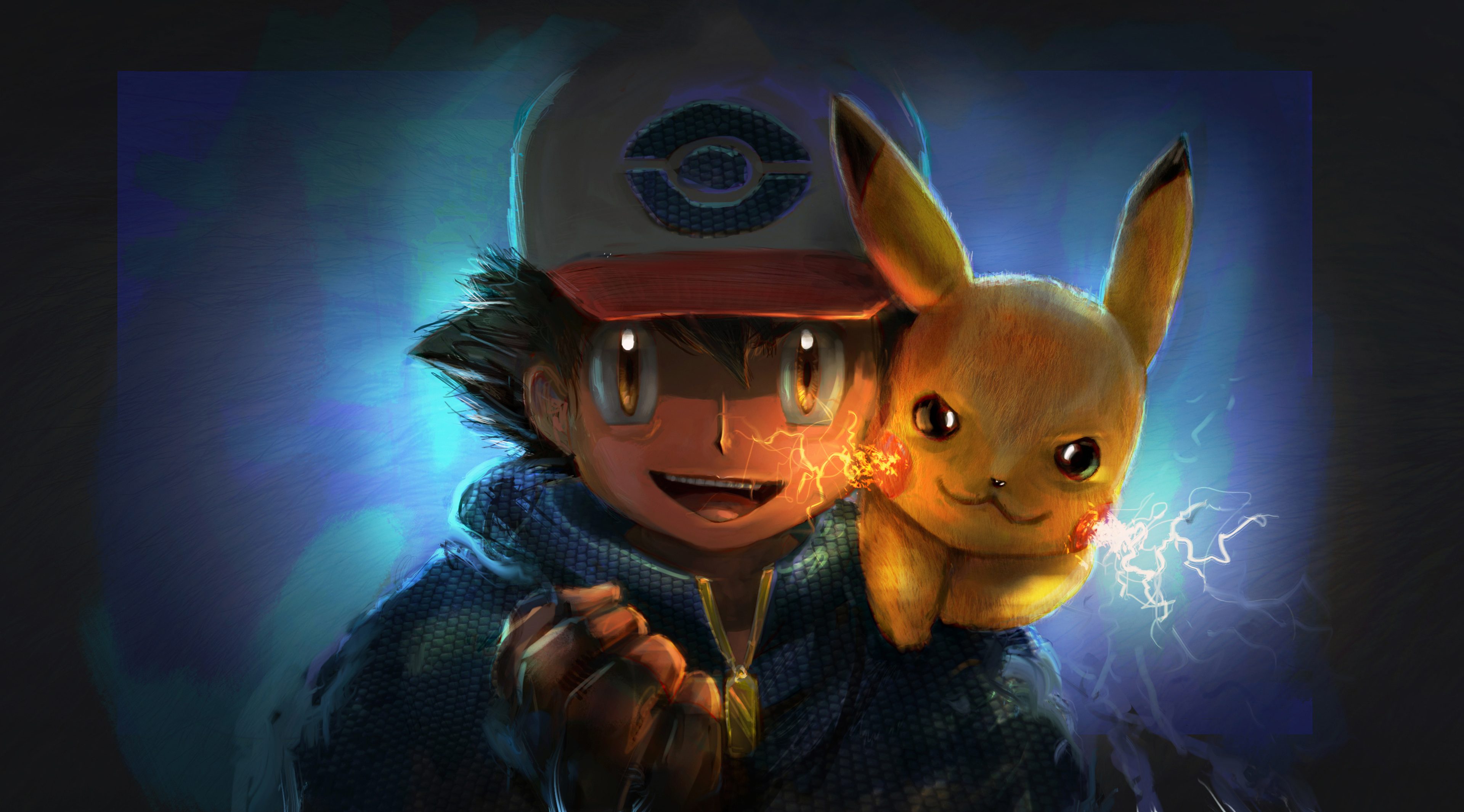 Ash Ketchum Pikachu Artwork 4K
