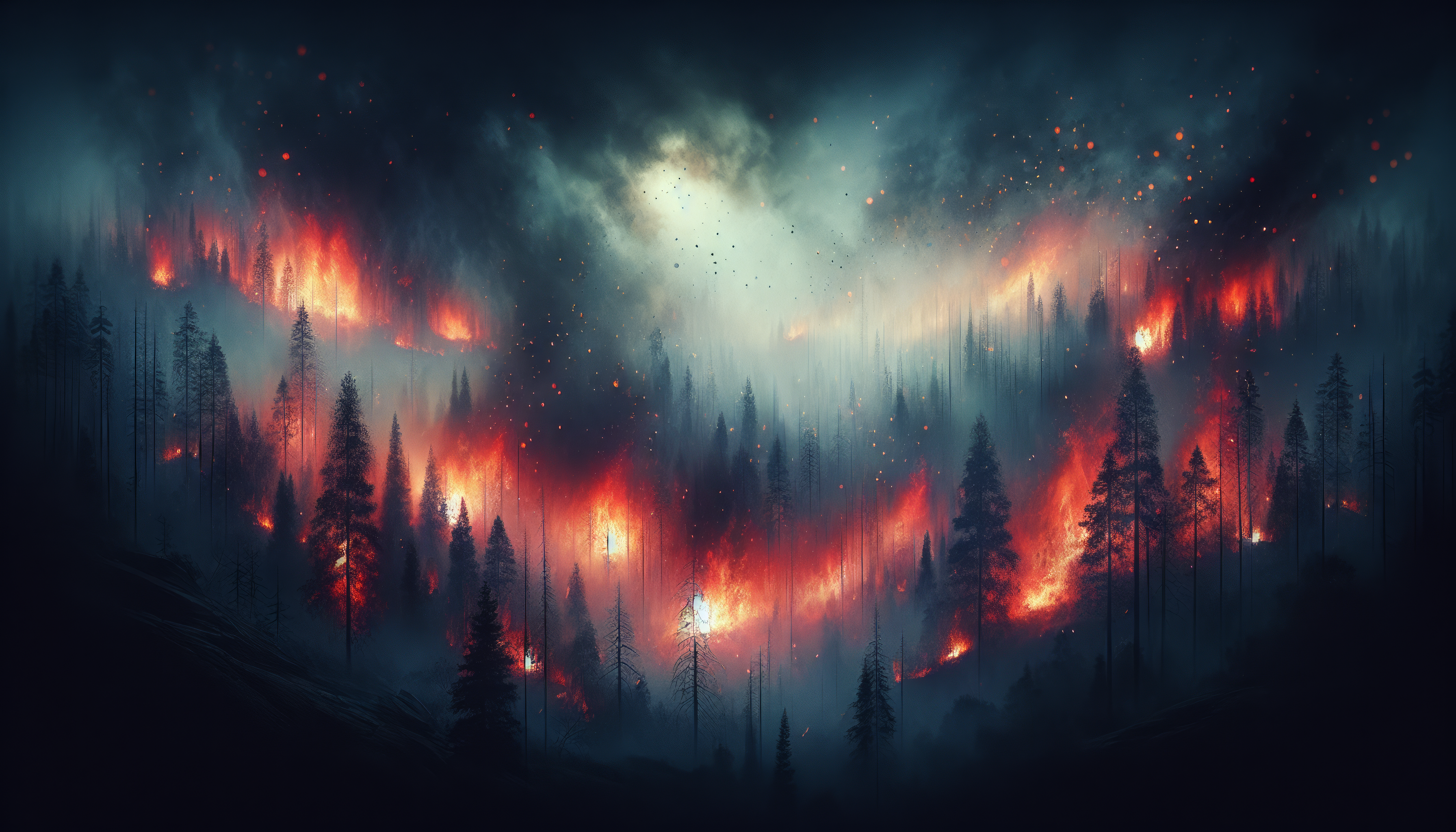 Fiery Night Forest HD Wallpaper