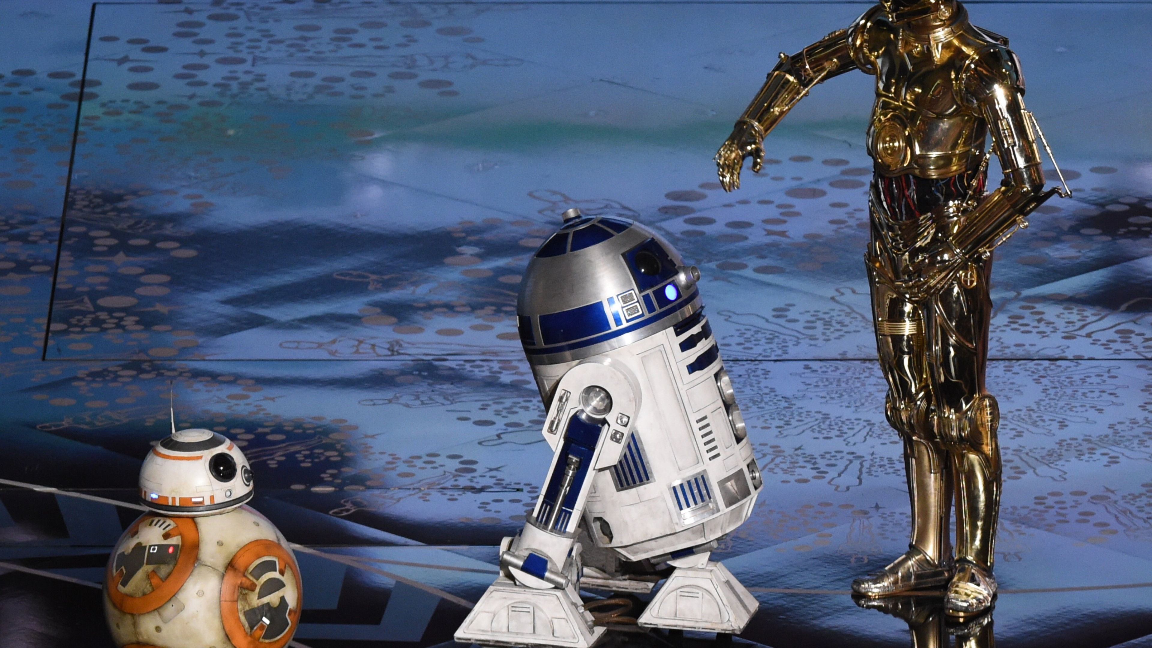 C 3PO, R2 D2, BB 8, Oscar 2016