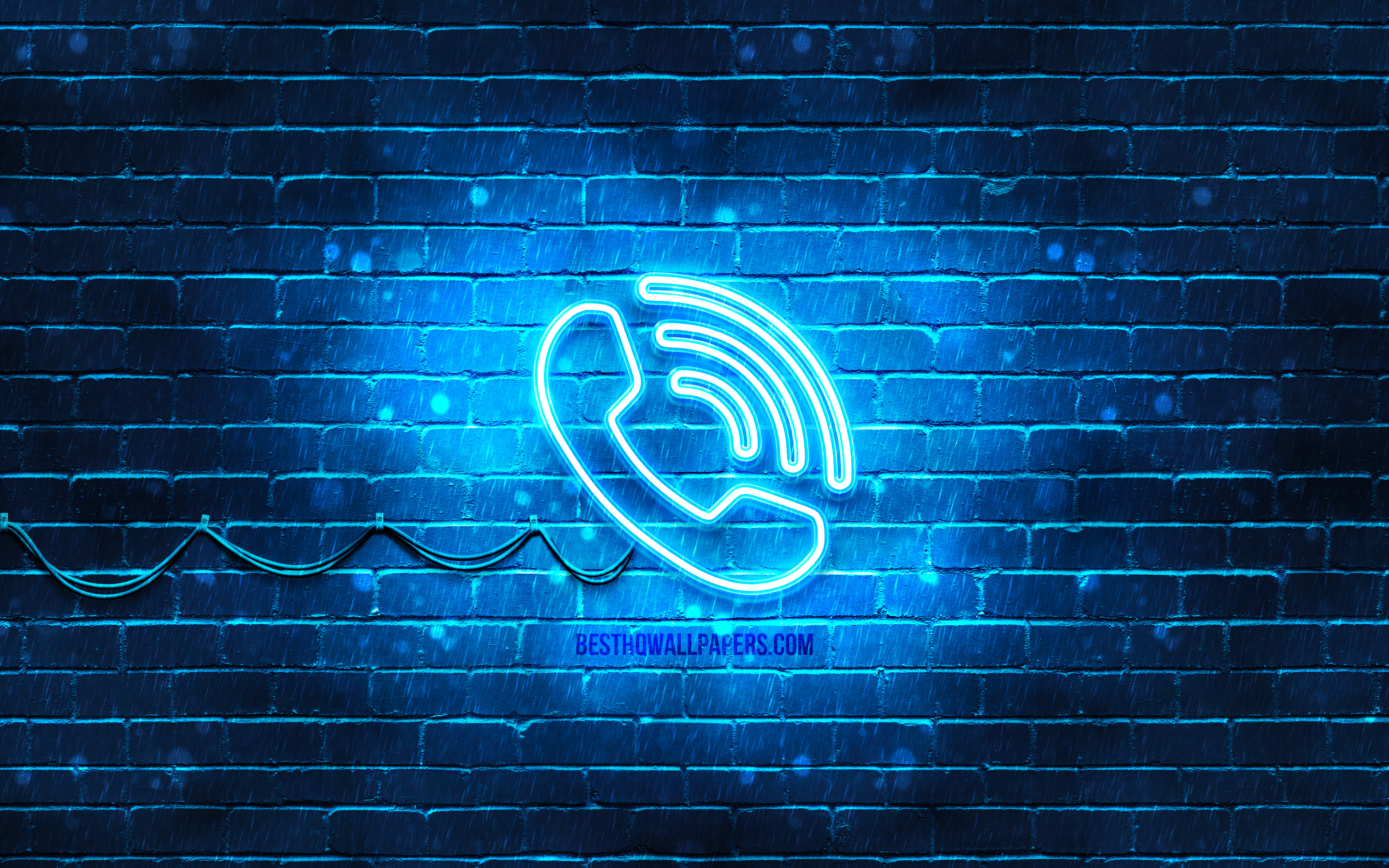 wallpaper Phone Call neon icon, 4k