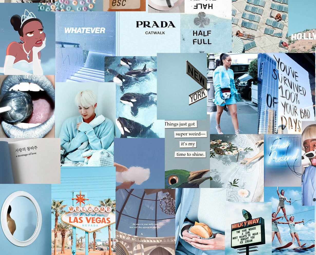 Light Blue Collage Kit, Tumblr Room