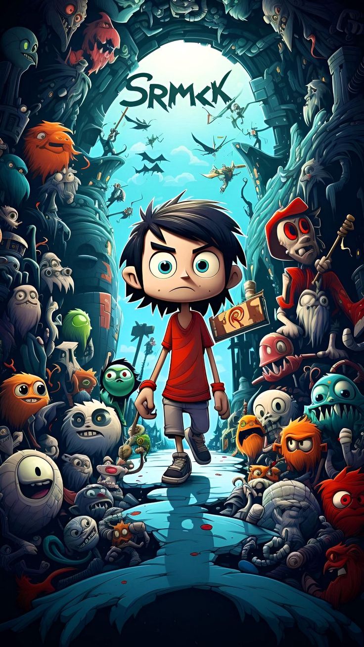 Wallpaper boy, cave, monsters, dragons