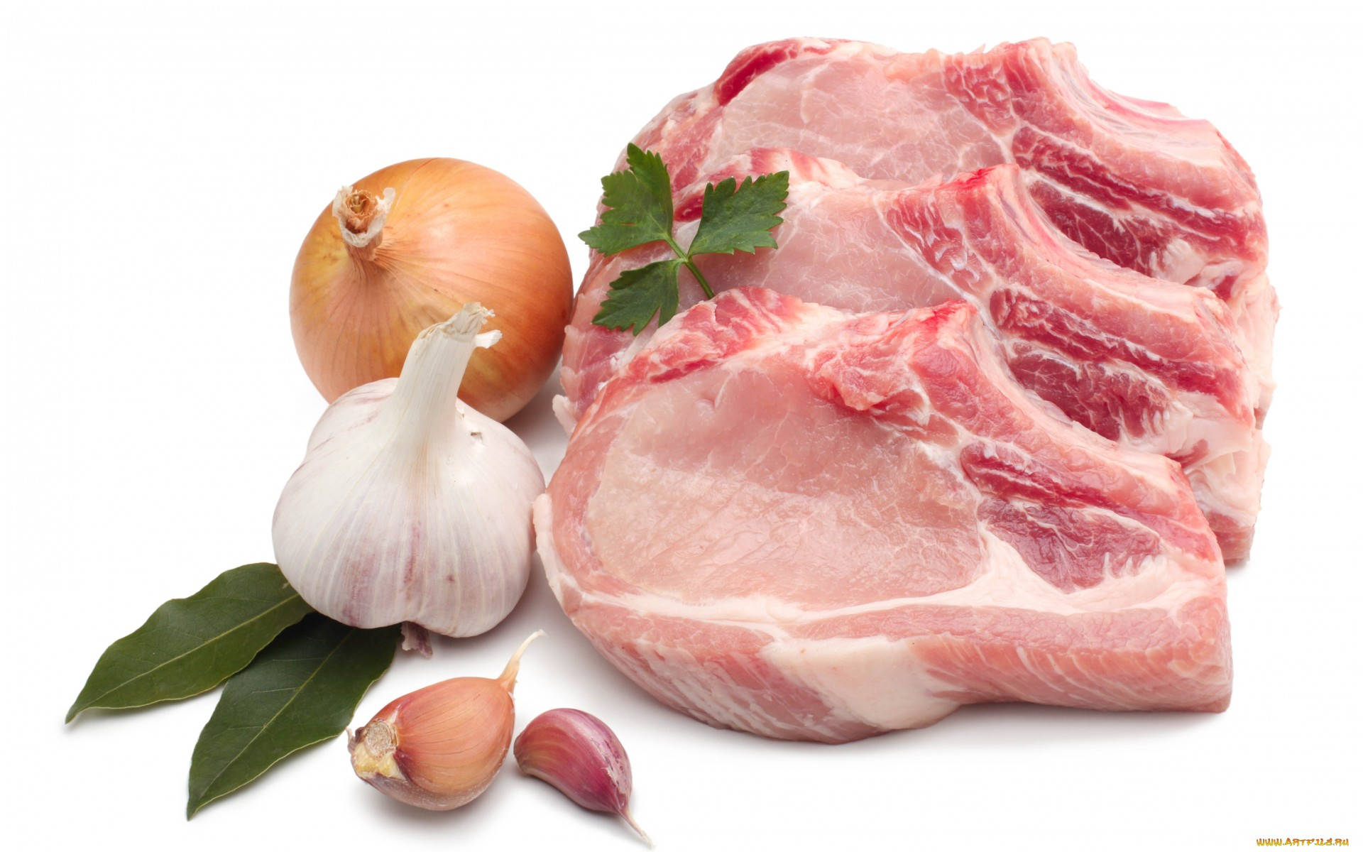 Download Three Sliced Fresh Pork Chop