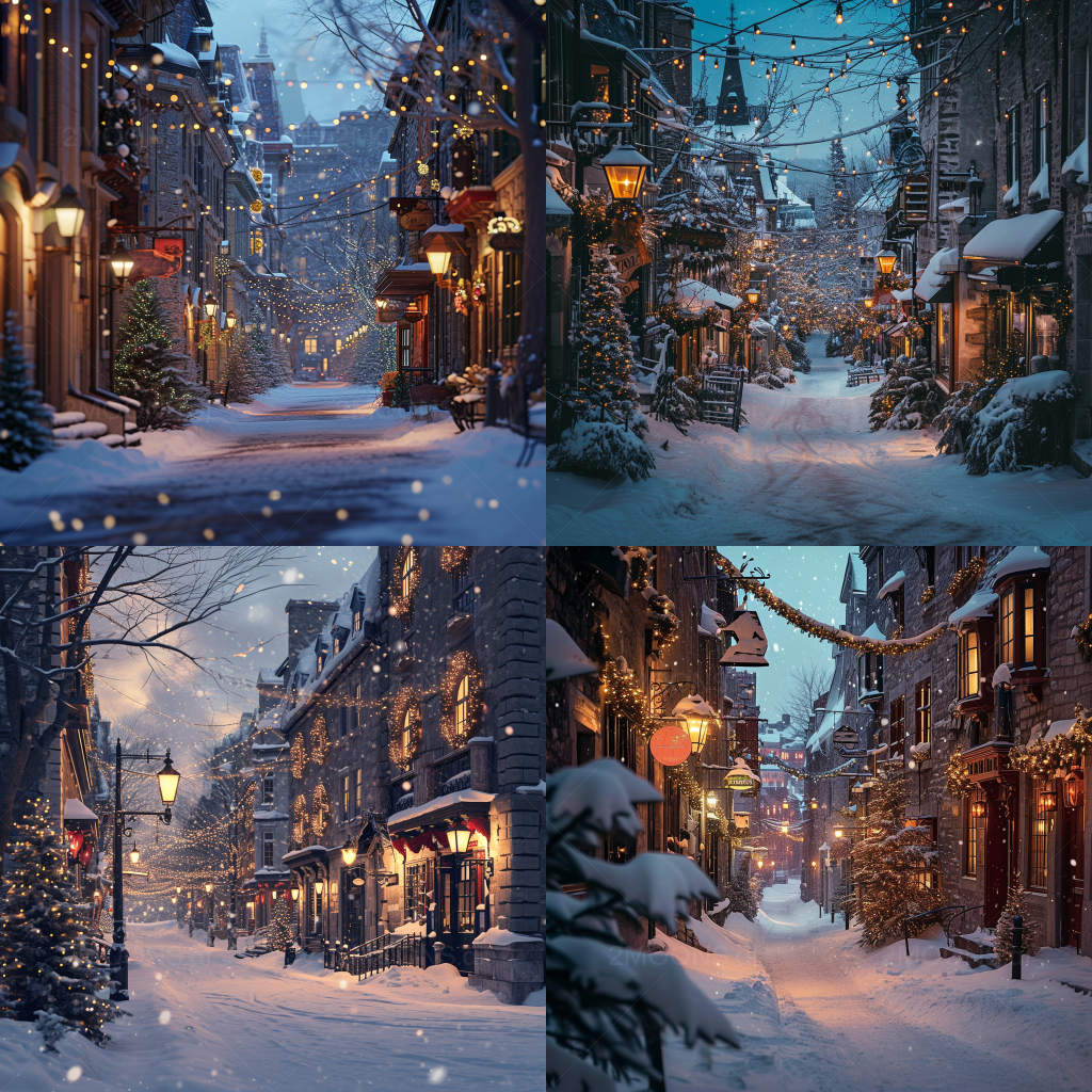 Snowy Main Street in Quebec City