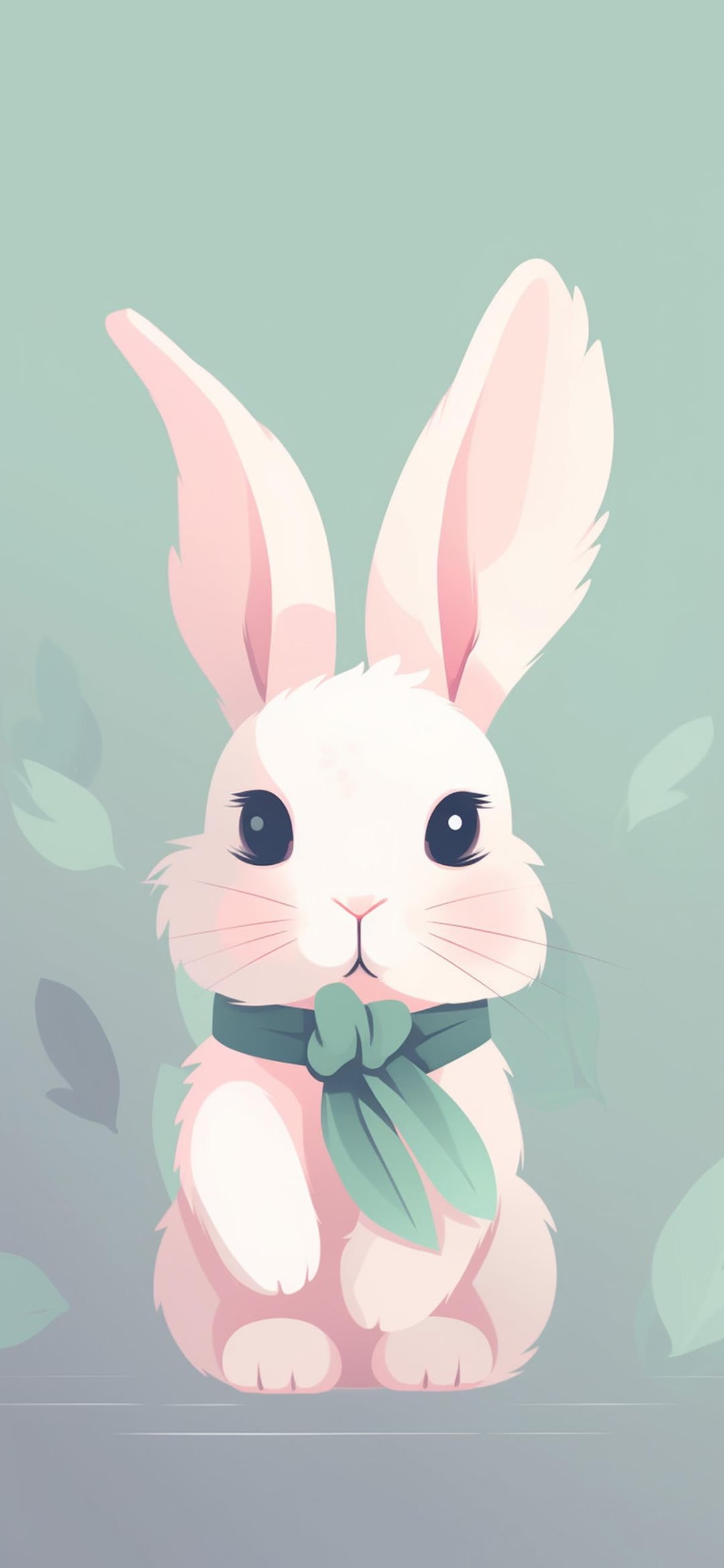 Cute white bunny in soft pastel colors