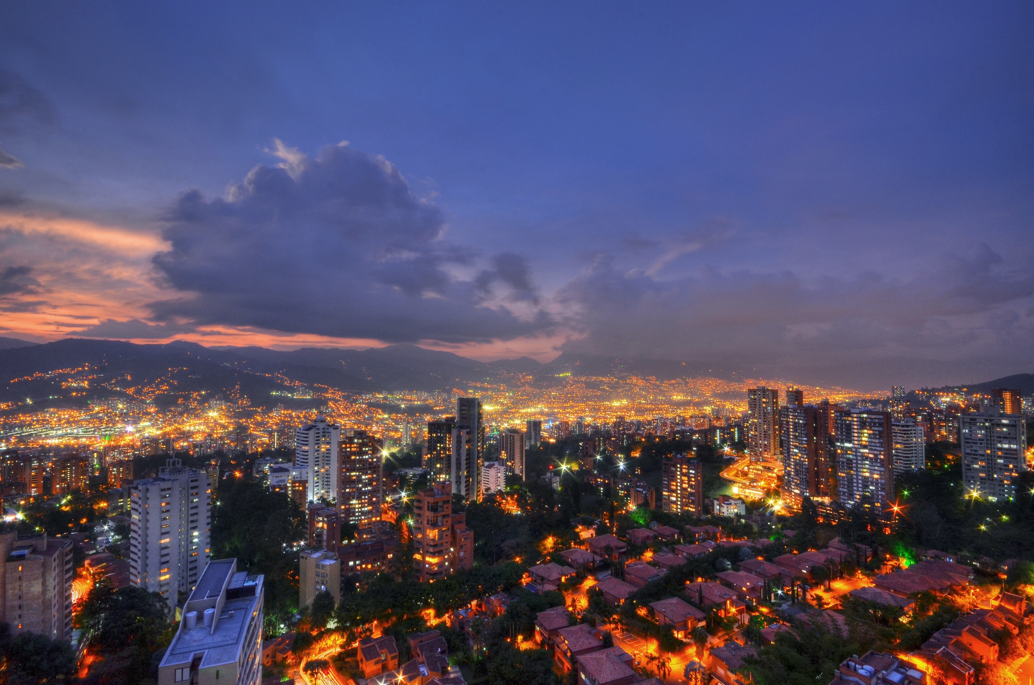 medellin colombia skyline at night 4k
