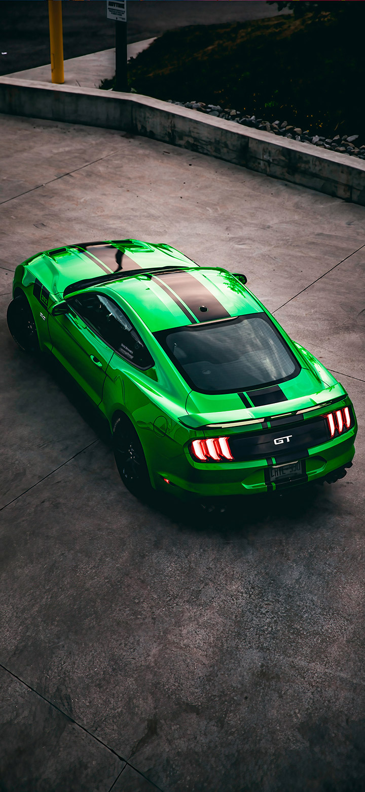 Green Ford Mustang Car 4K Phone Wallpaper