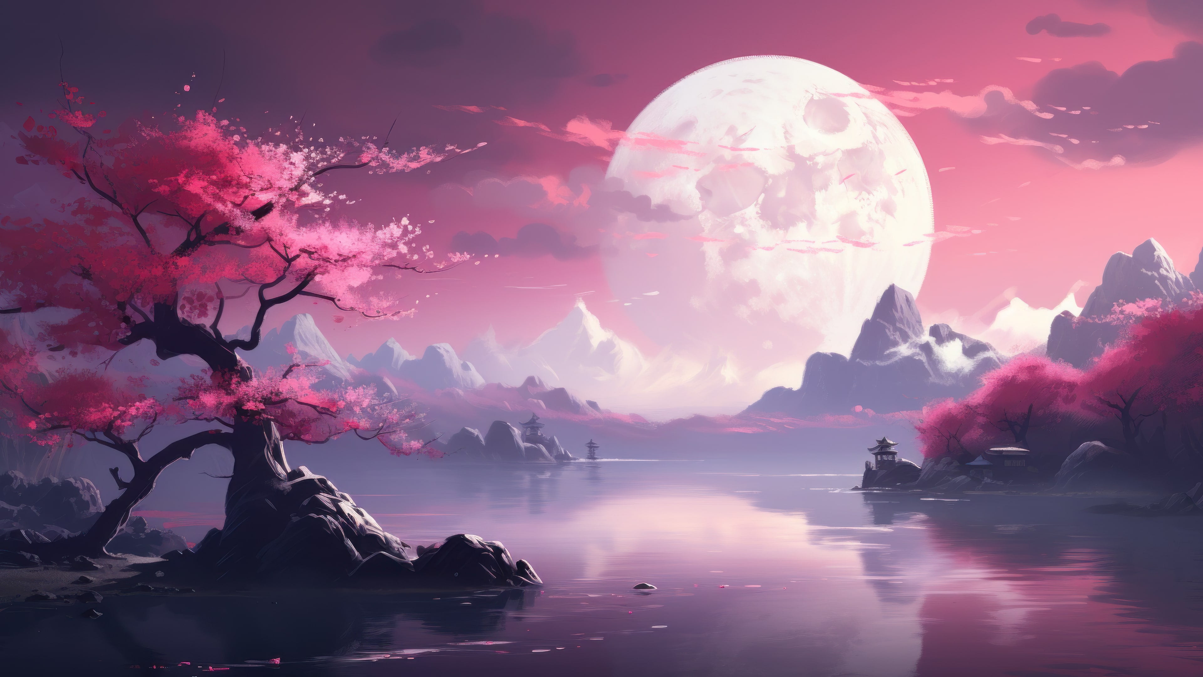 Red Japanese Painting 4K