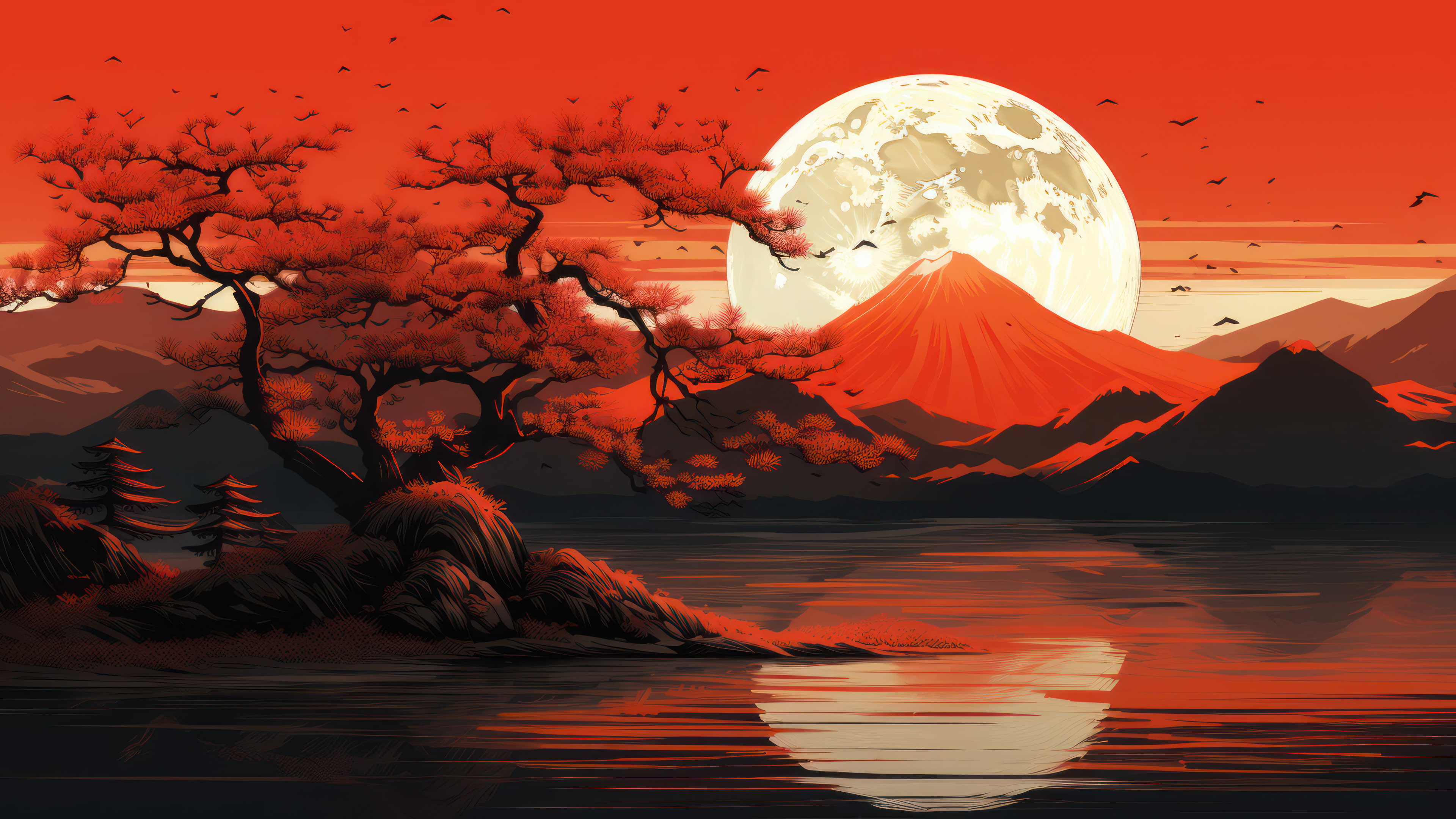 Orange Japanese Painting