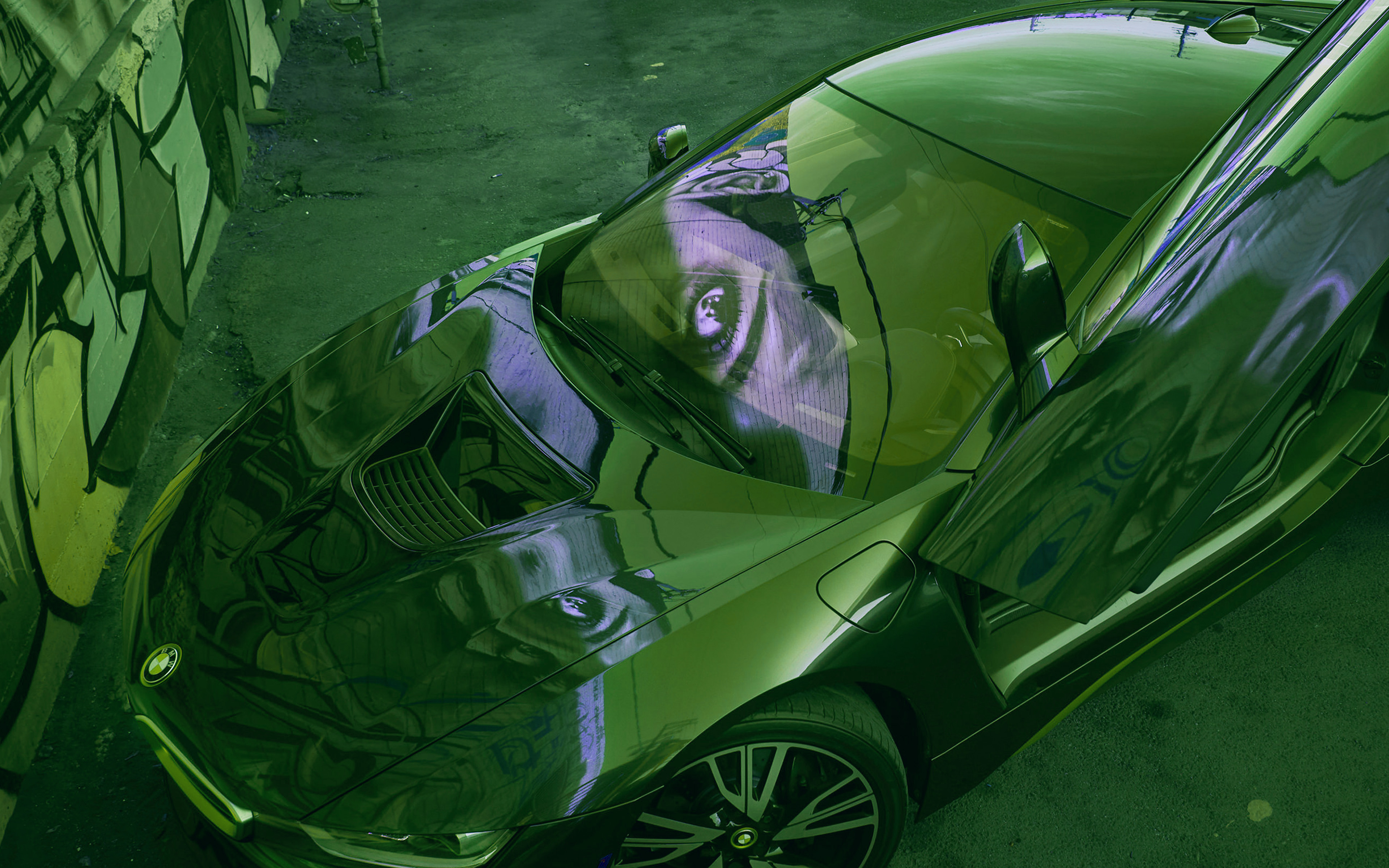 Car Green Bmw City Art Wallpaper