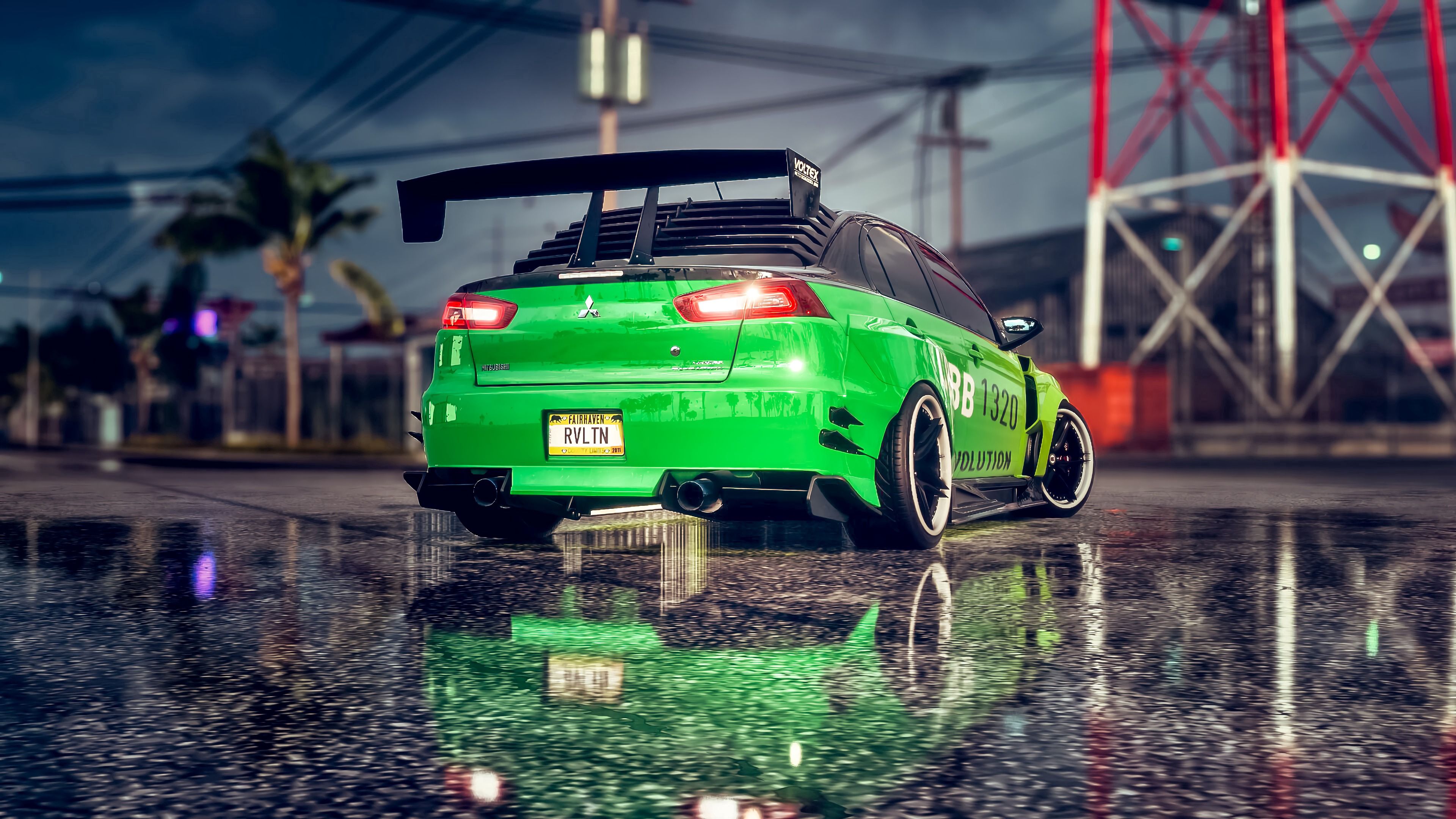 car, sportscar, tuning, green, side