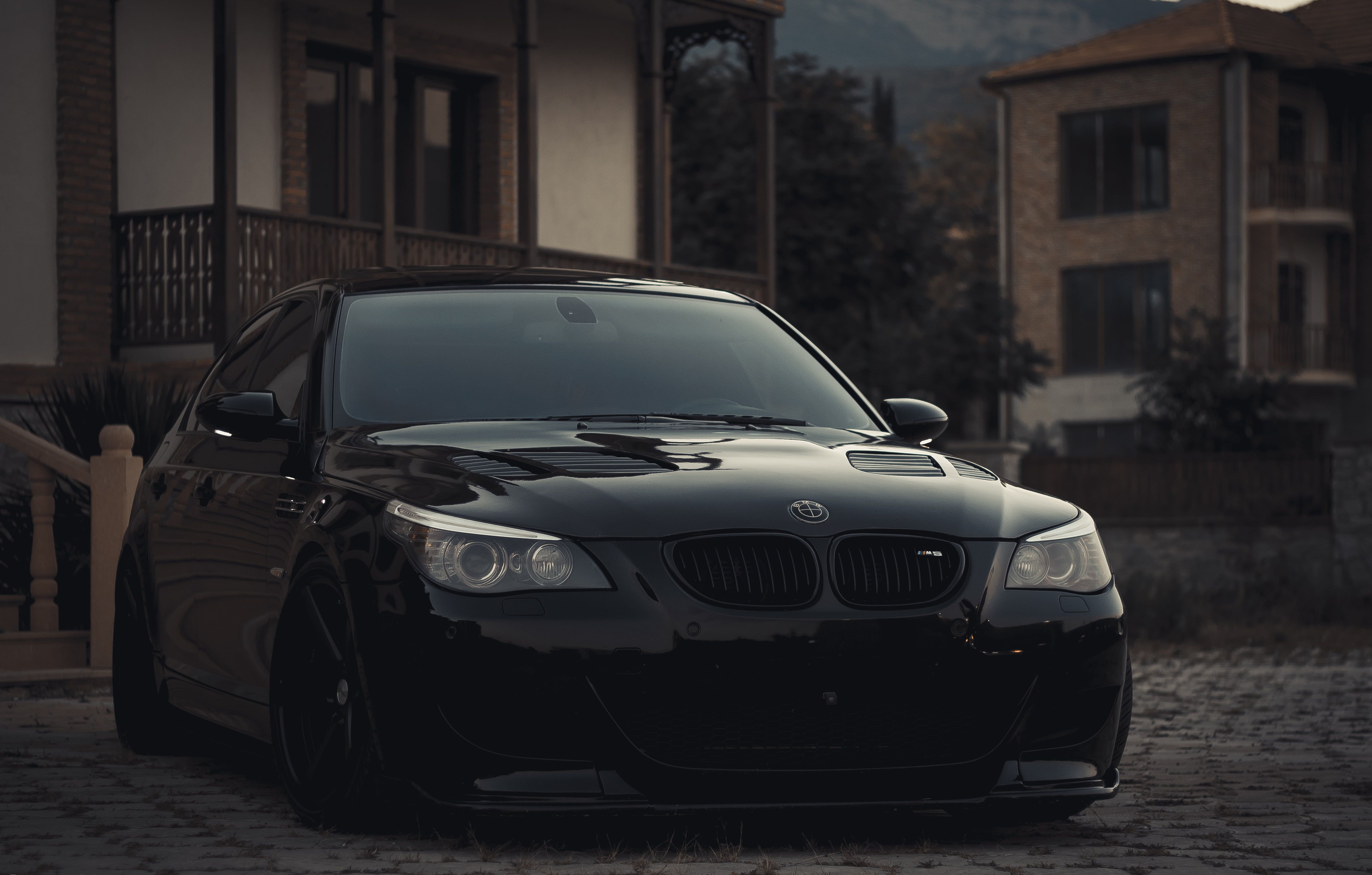 black BMW sedan #BMW #V10 #E60 #Atmo