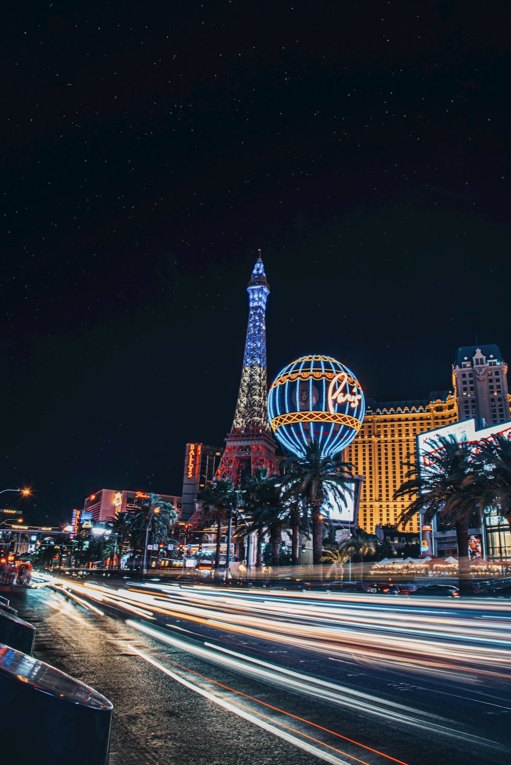 The las vegas strip at night with