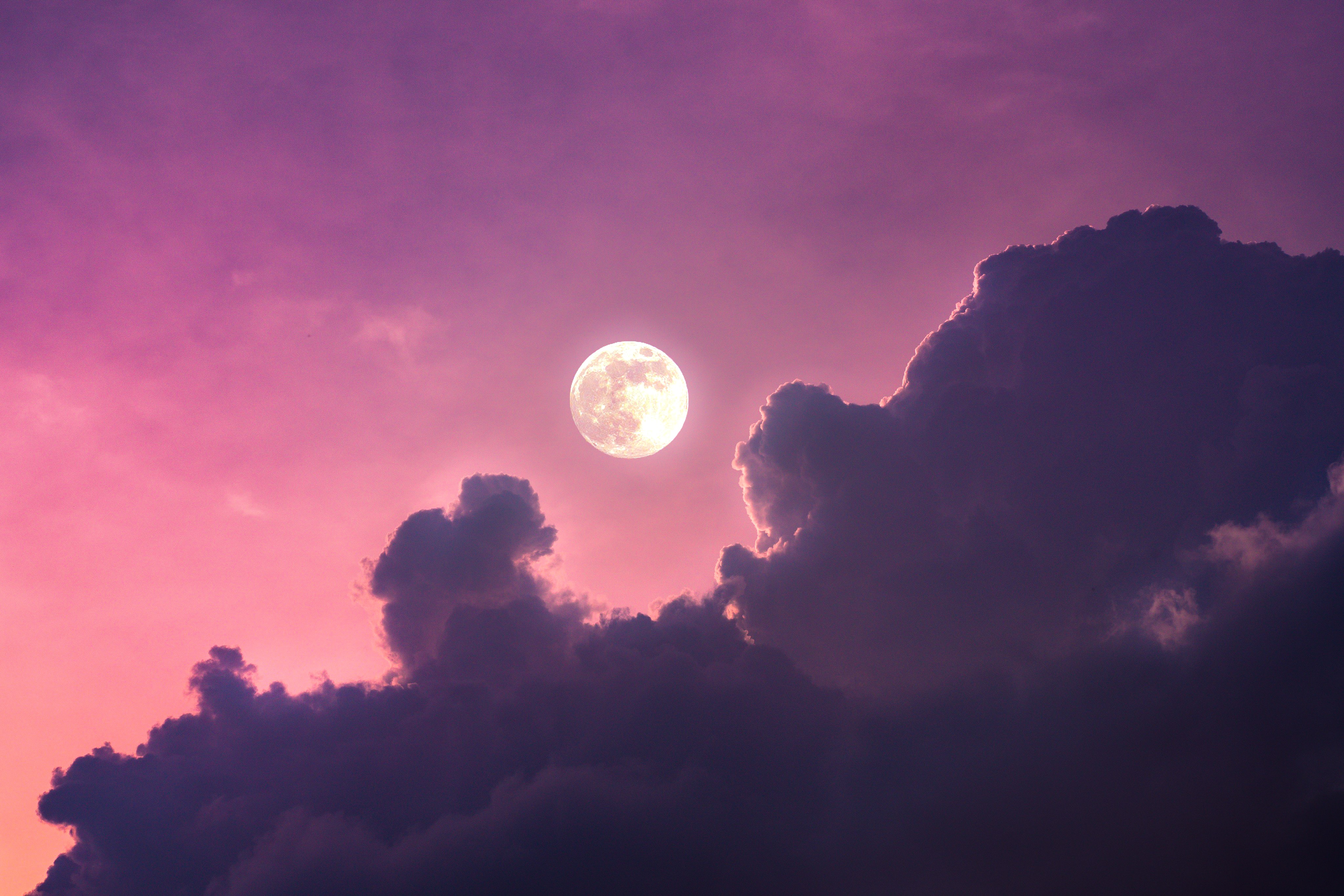 Full moon Wallpaper 4K, Aesthetic