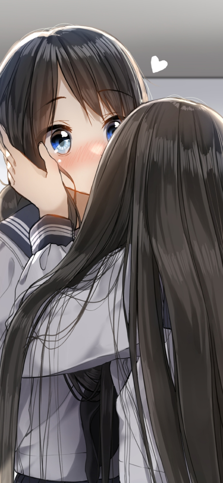 Mobile wallpaper: Anime, Kiss, Blue
