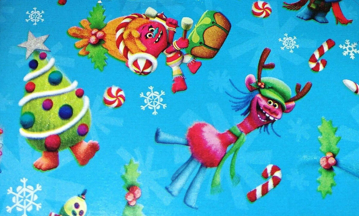 TROLLS GIFT WRAP WRAPPING PAPER FOLDED