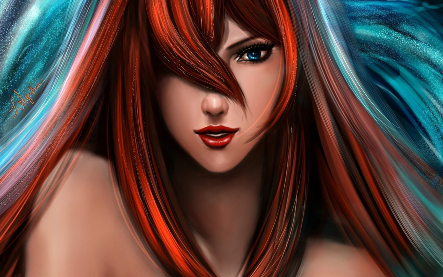 Download wallpaper girl, hair, art