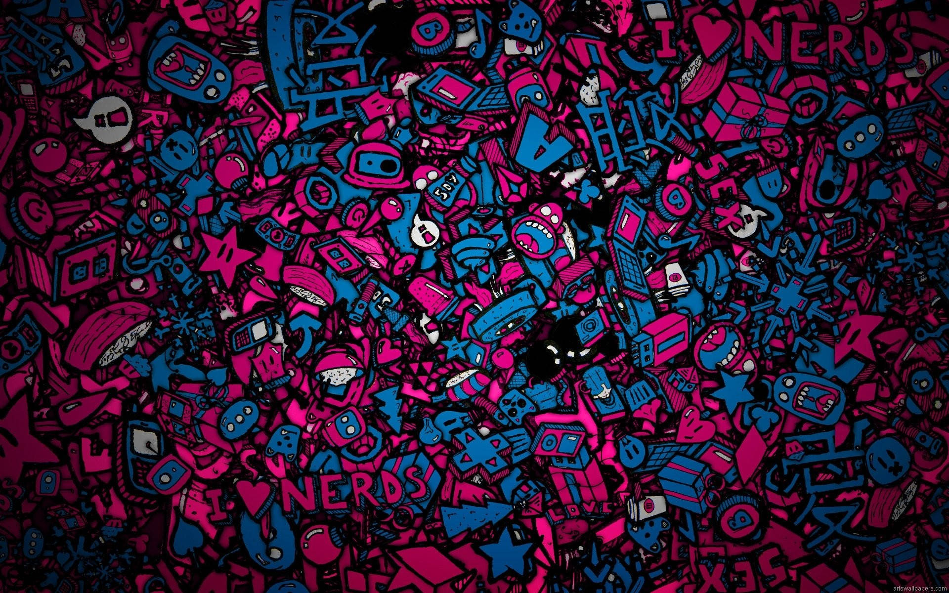 Love Nerds Graffiti Wallpaper