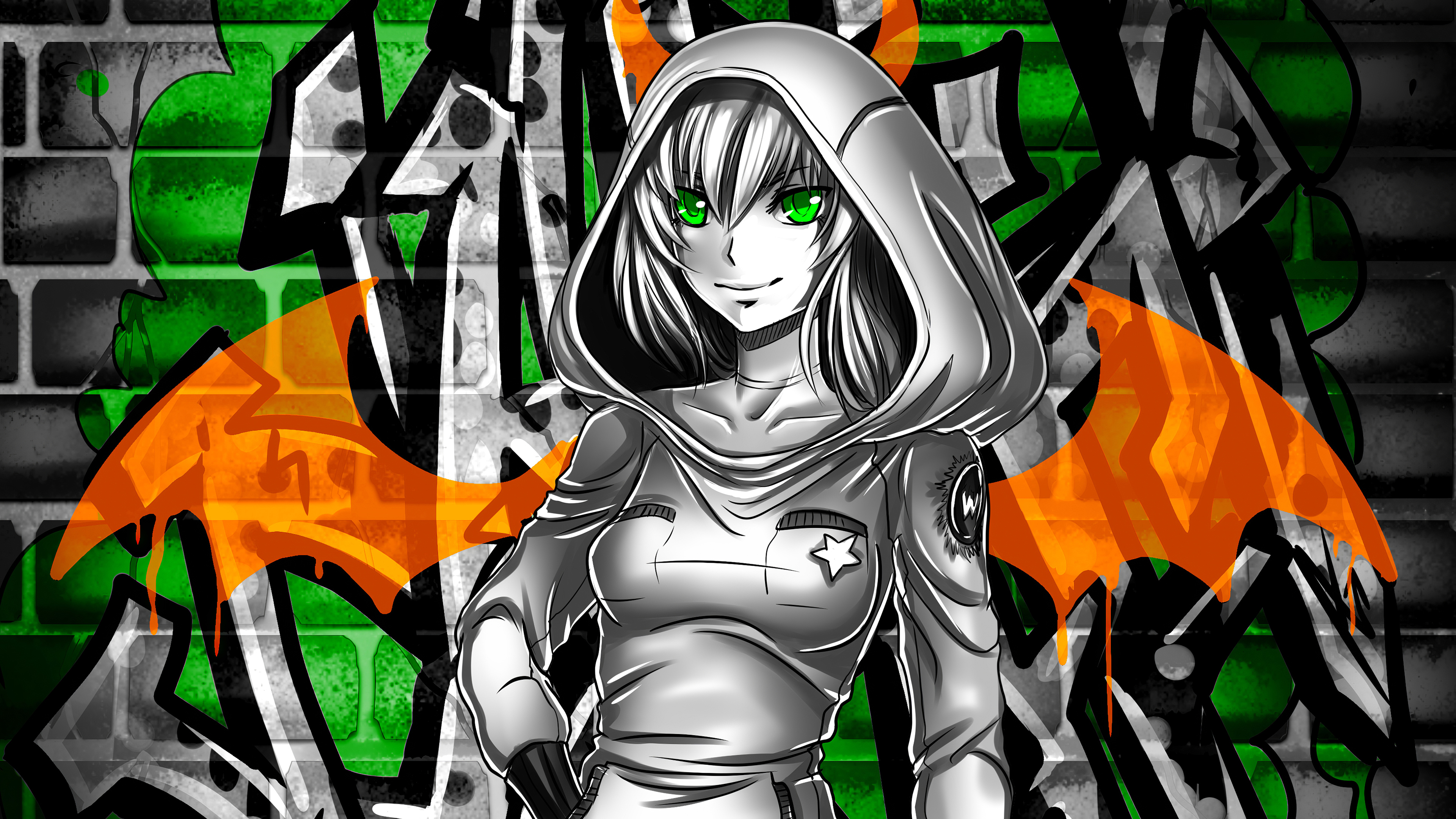 Wall Graffiti Coloring Girl 4k