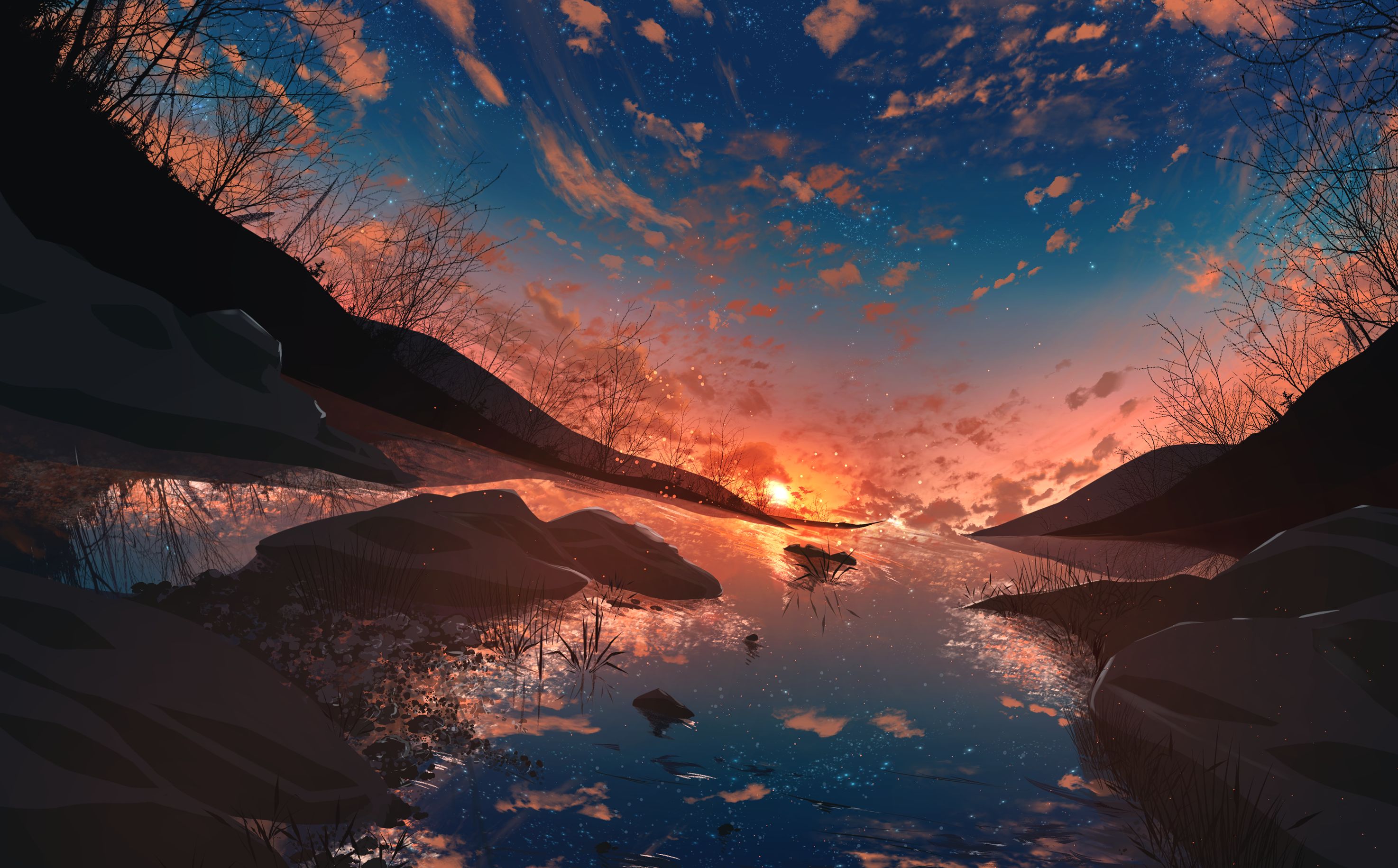 HD desktop wallpaper: Anime, Sunset