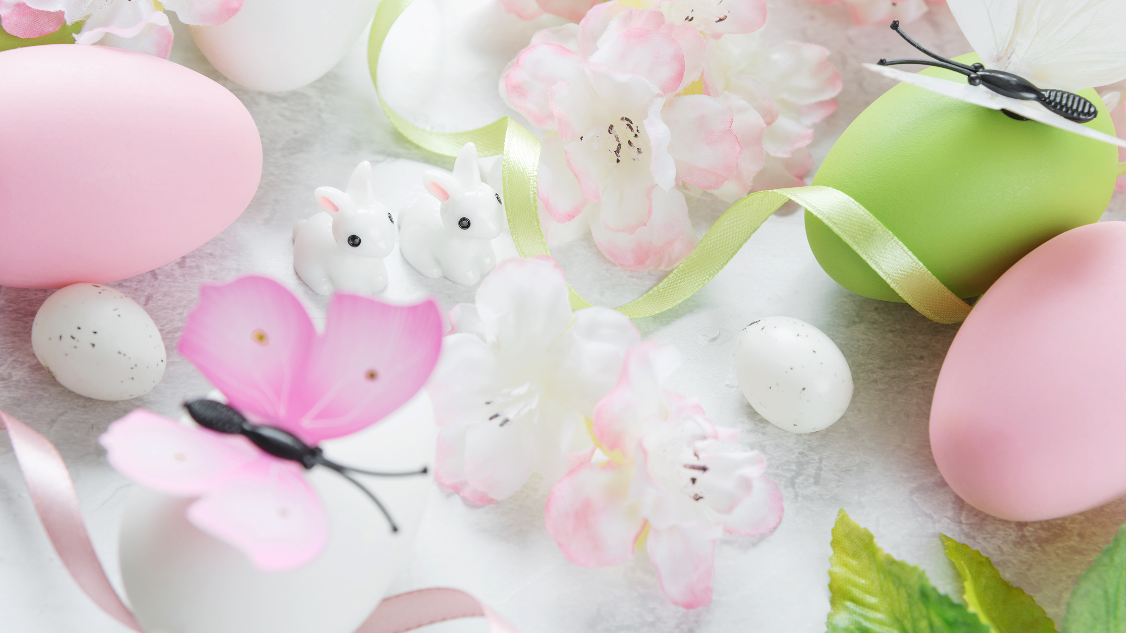 Photo Easter rabbit Butterflies Eggs