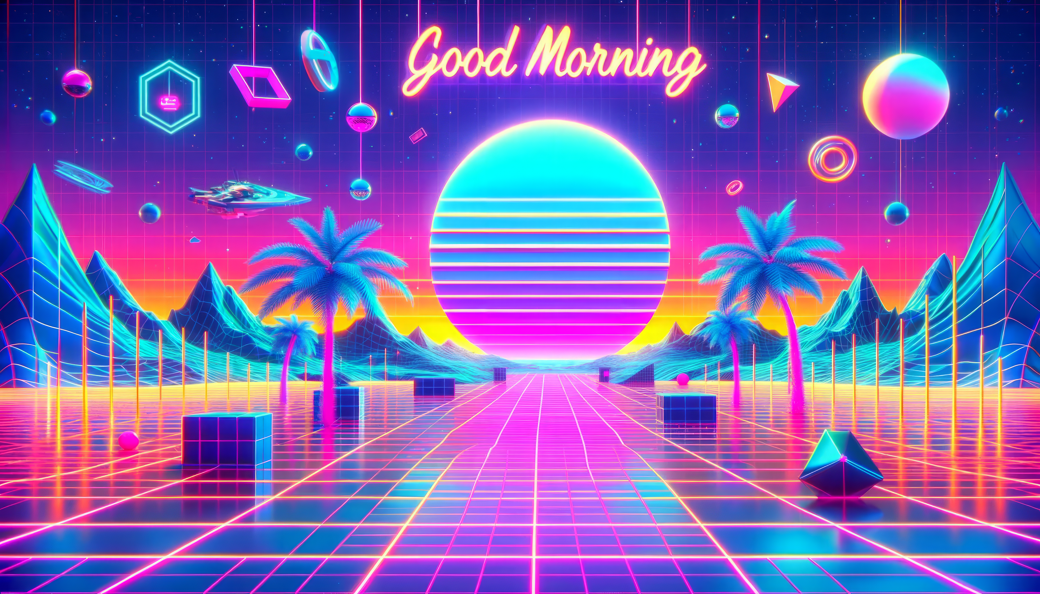 Retro Synthwave Sunrise HD Wallpaper