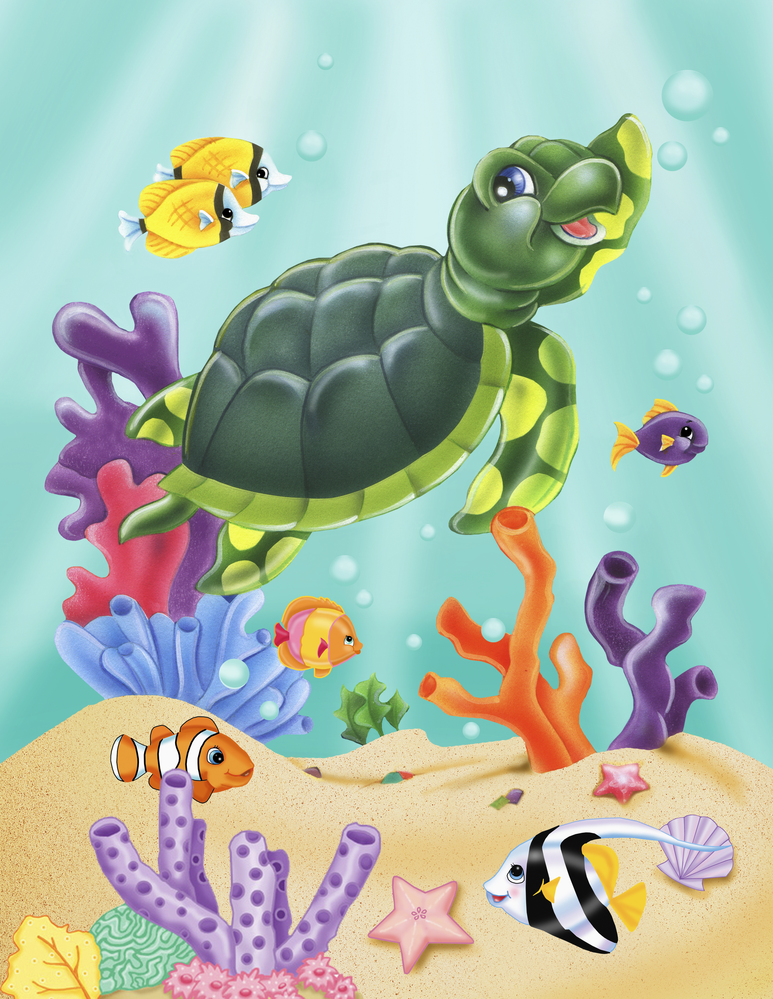 Sea Turtle Swim Mural Wallpaper