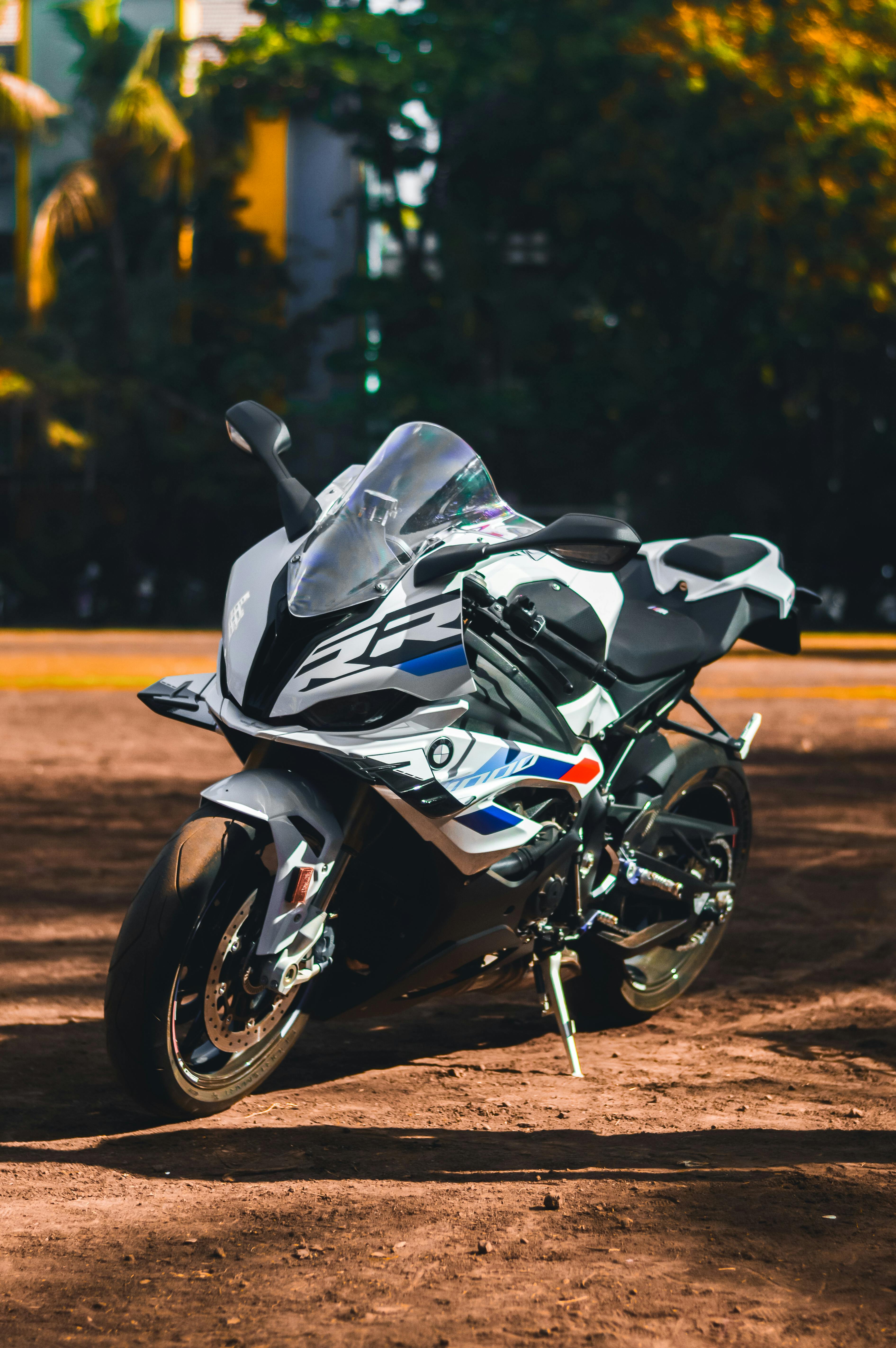 BMW S1000 RR Motorcycle Parked on Dirt · Free