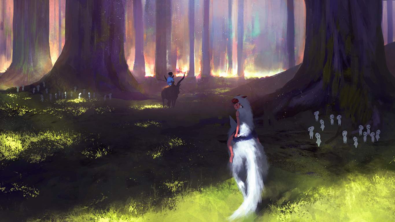 Princess Mononoke Anime Forests 1366x768
