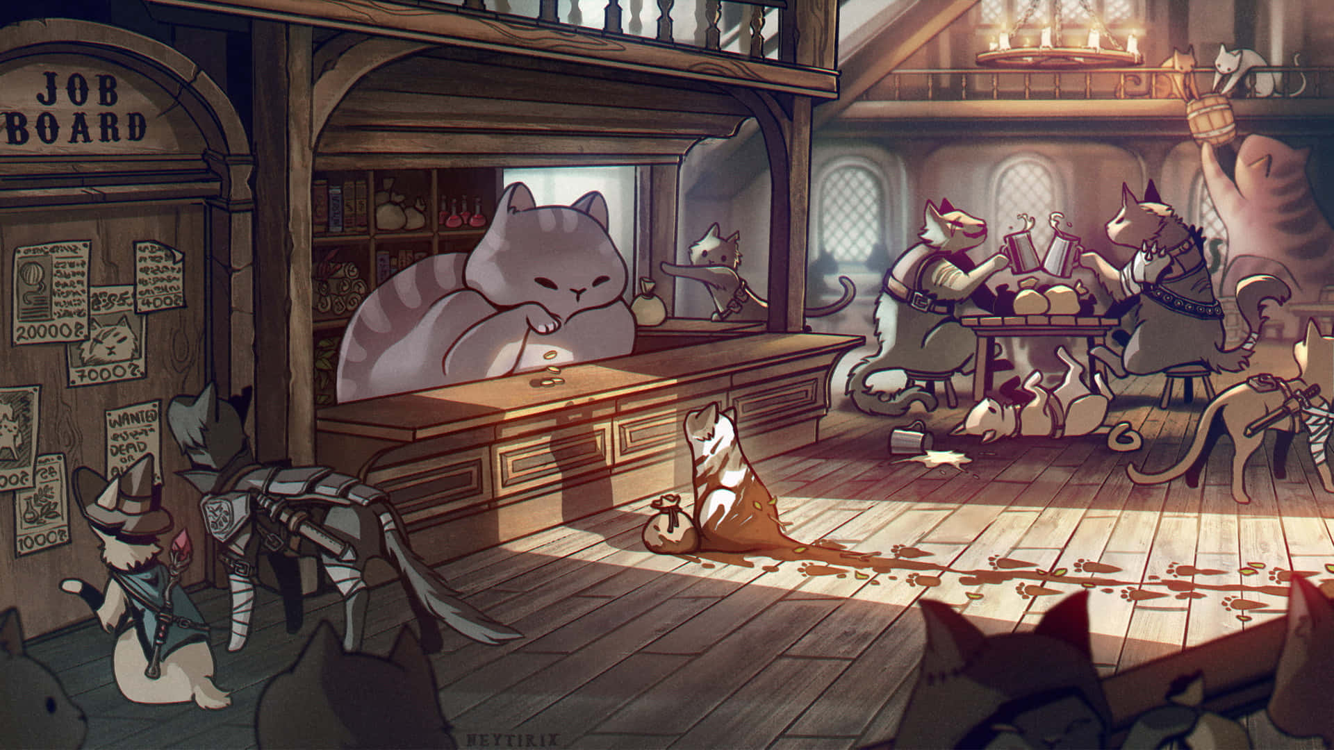 Download Cat Cafe Anime Wallpaper