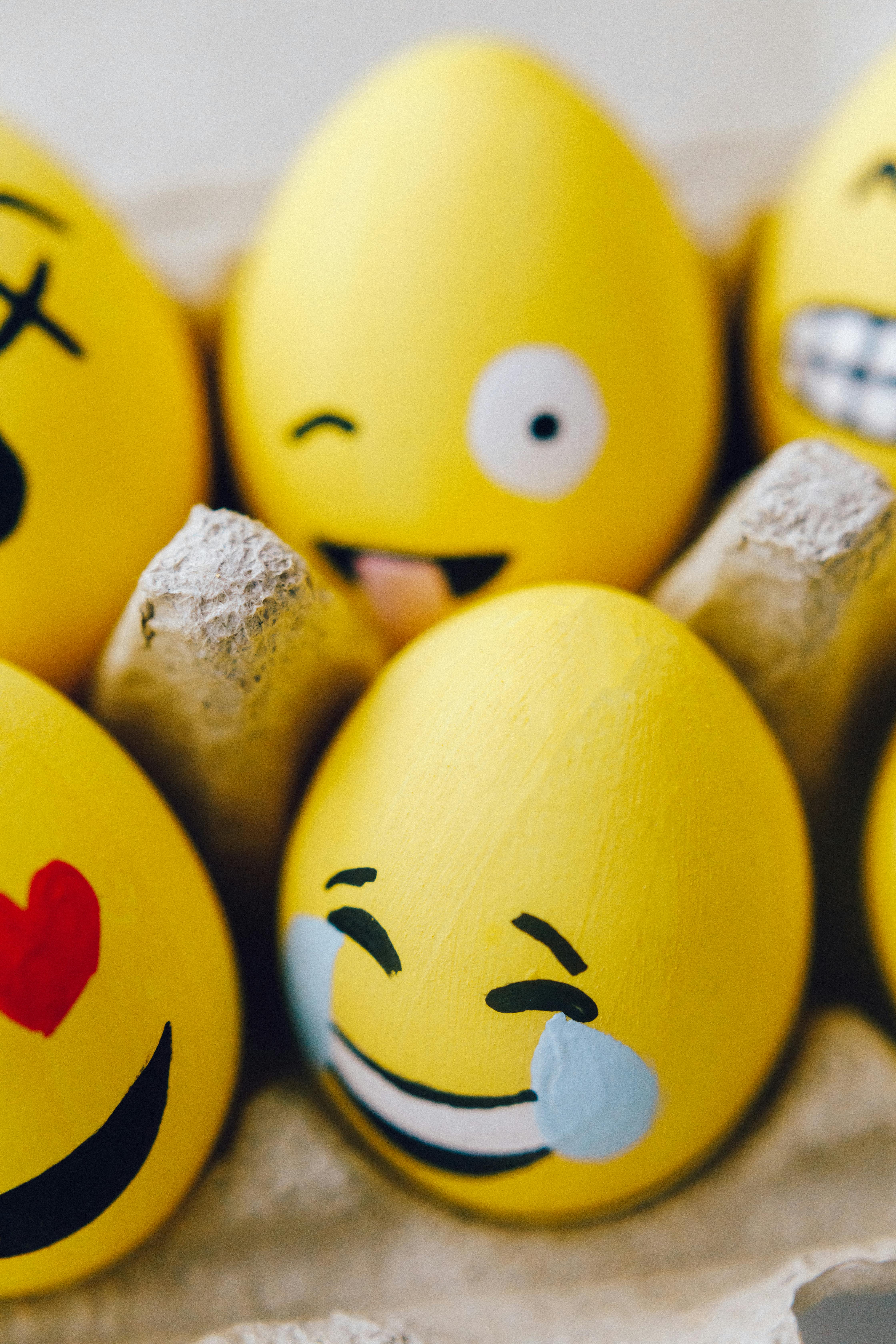 Yellow Smiley Emoji Painted Eggs · Free