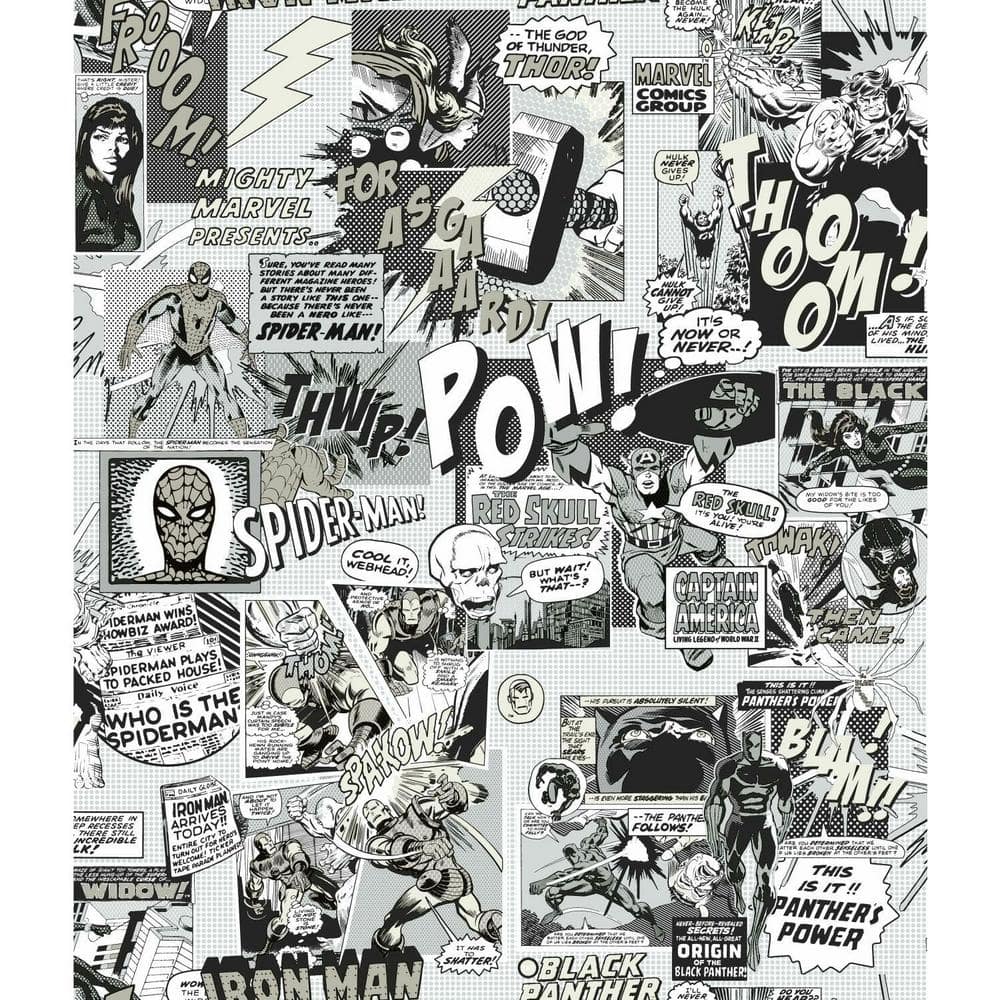 Marvel Comics Pow! Black & White Wallpaper