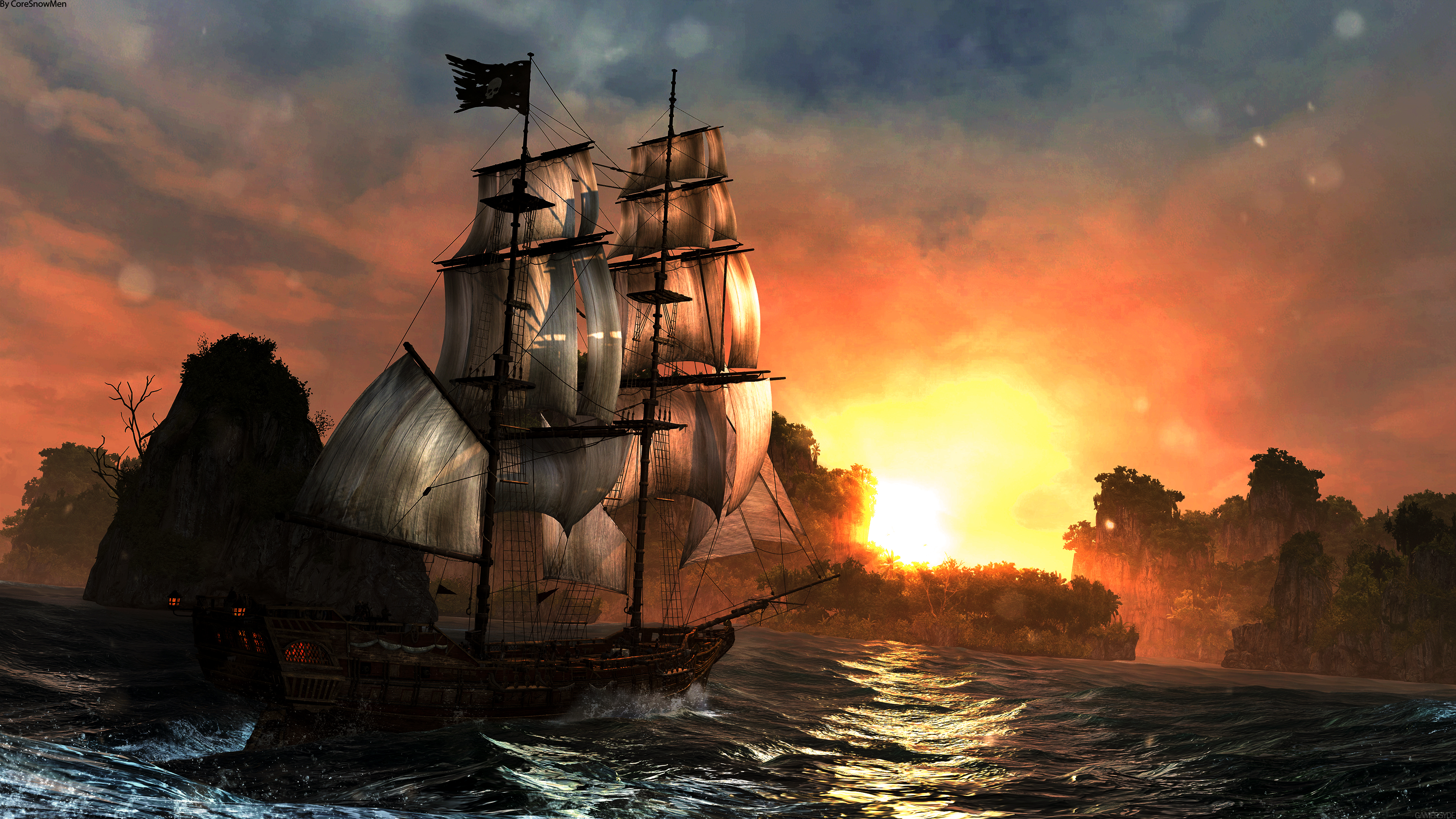 Assassin's Creed IV Black Flag Sunset Boat