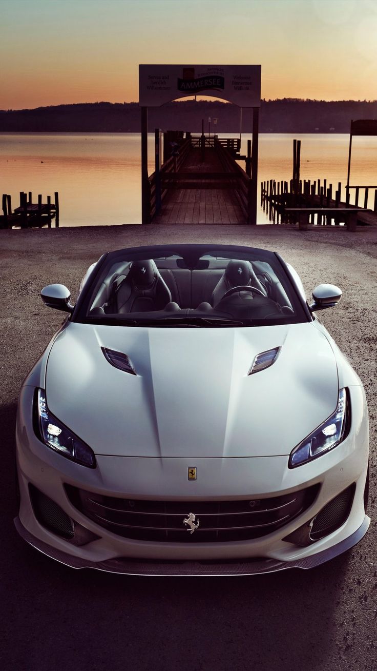 White Ferrari Portofino 4K Ultra HD Mobile Wallpaper for iPhone & Android