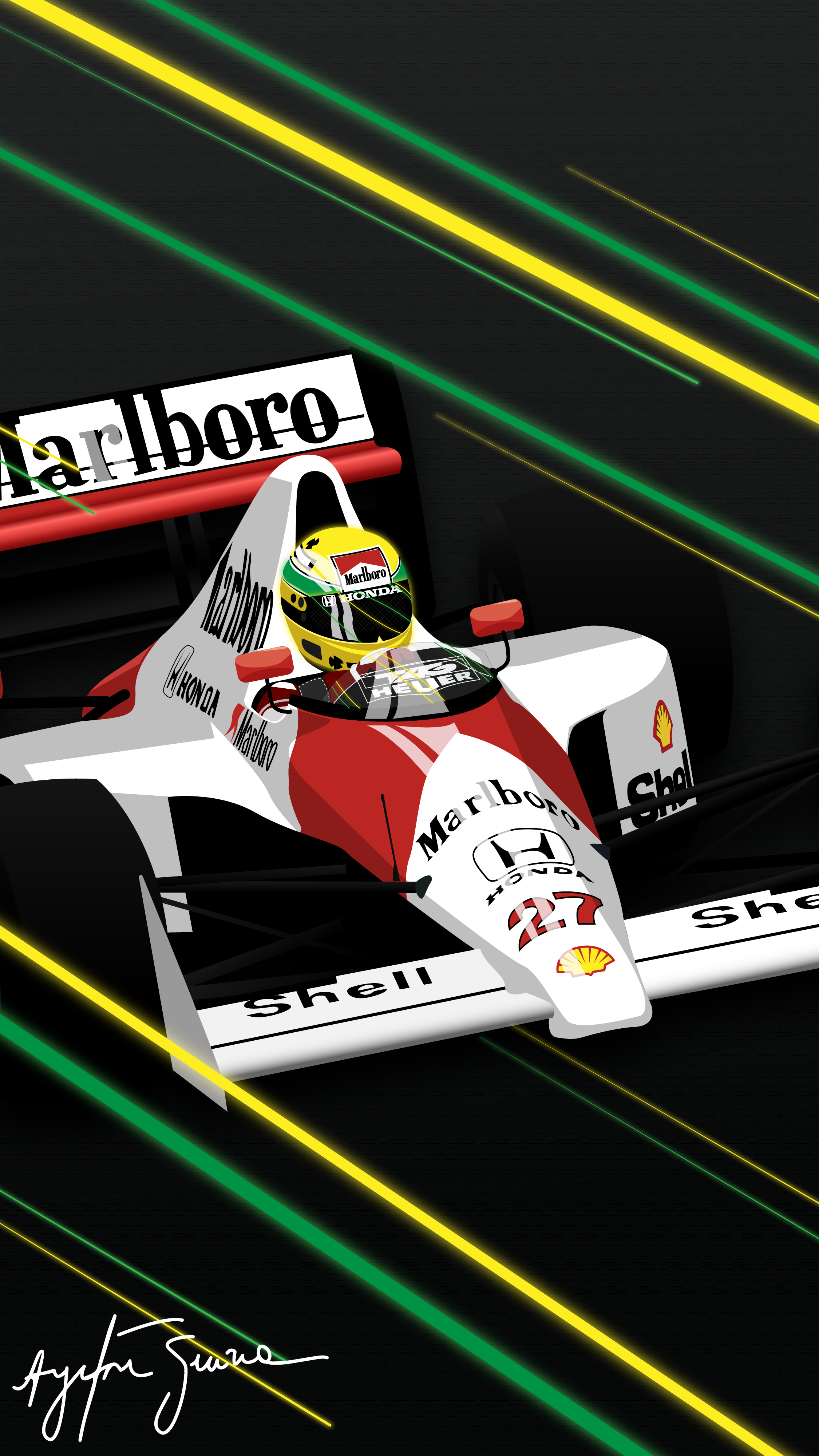 Ayrton Senna, drawn by me, r