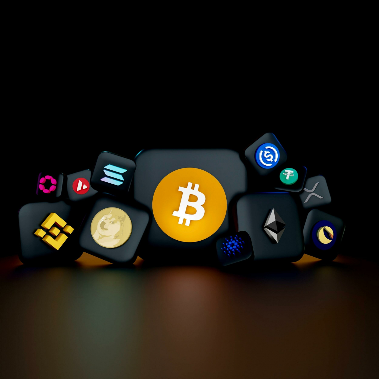 Wallpaper crypto coins, abstract